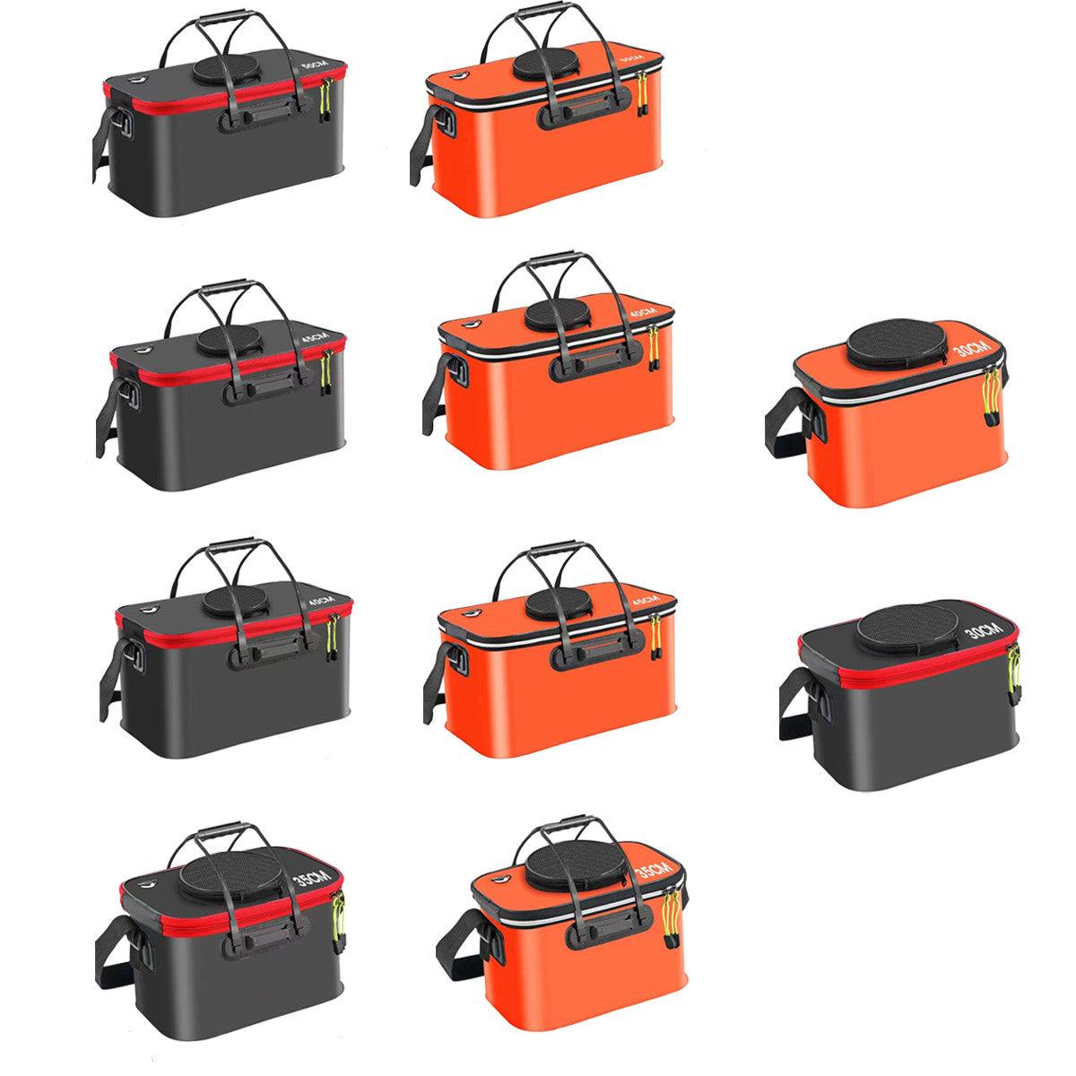Portable Folding EVA Fishing Bucket Multi Use Live Fish Container with Strap - Orange-50cm