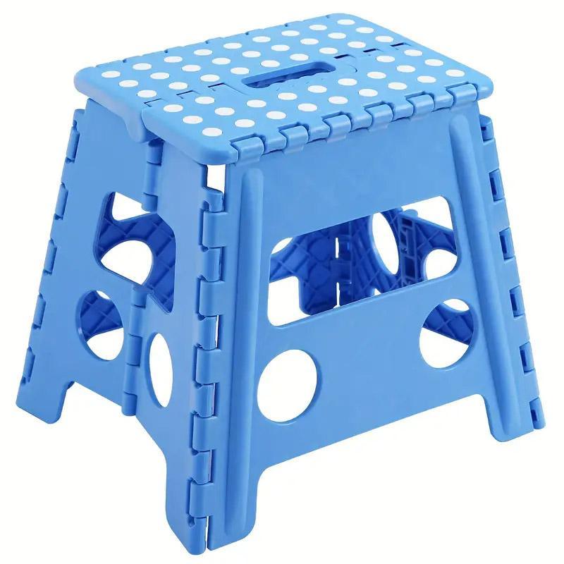 Portable Folding Plastic Stool Lightweight Collapsible Chair for Outdoor Travel - White