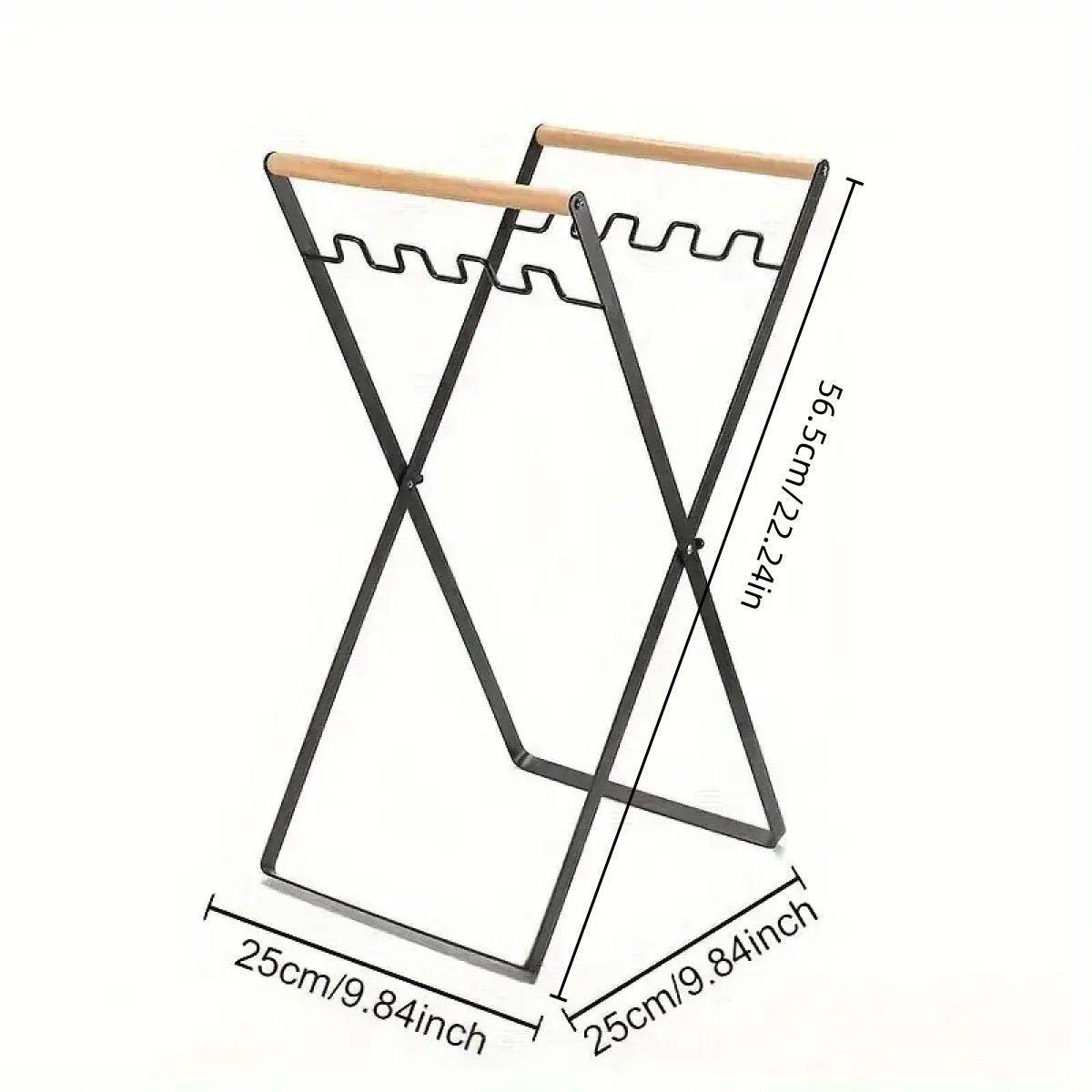 Outdoor Portable Wooden Folding Garbage Rack Picnic Barbecue Plastic Bag Holder