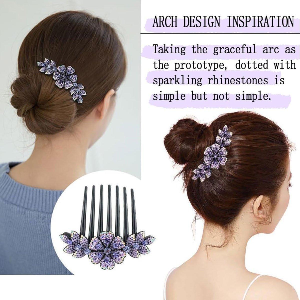8Pack Rhinestone Hair Comb Non-Slip Simple All-Match Hair Accessories Fork Comb