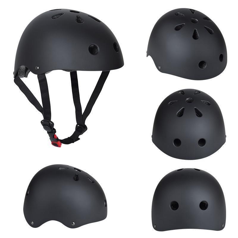 Black Bike Skate Helmet with Adjustable Fit Lightweight Protective Design 3 Sizes - M