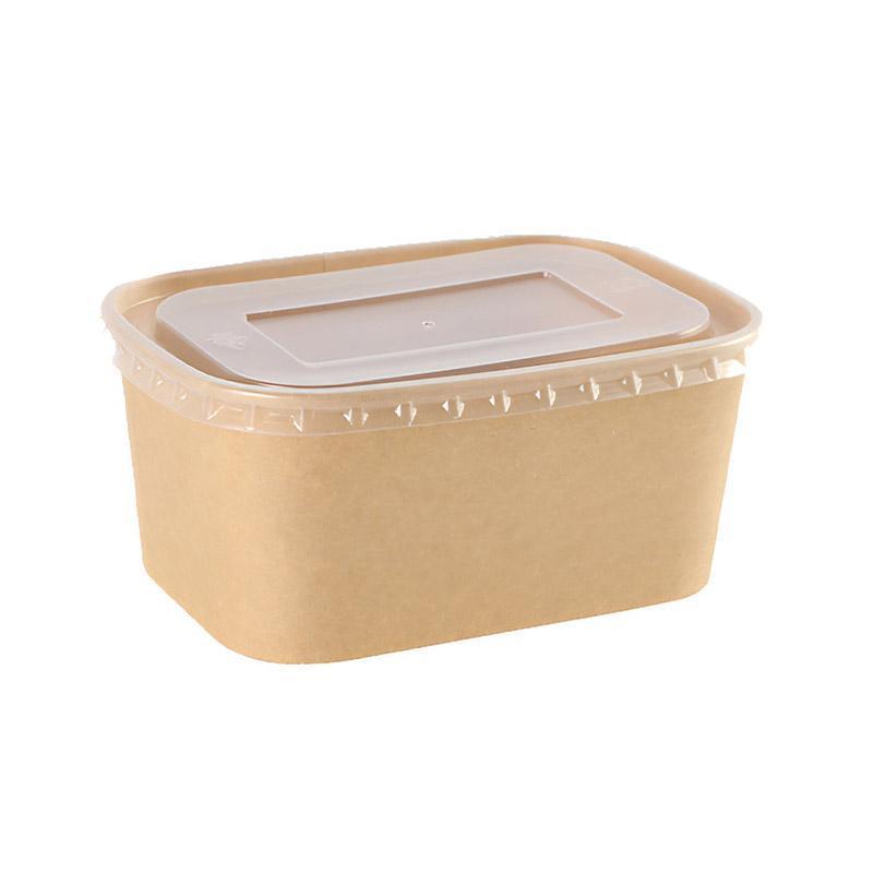 50pcs Eco Friendly Kraft Paper Food Containers Lunch Boxes for Picnic Takeout - 650ml
