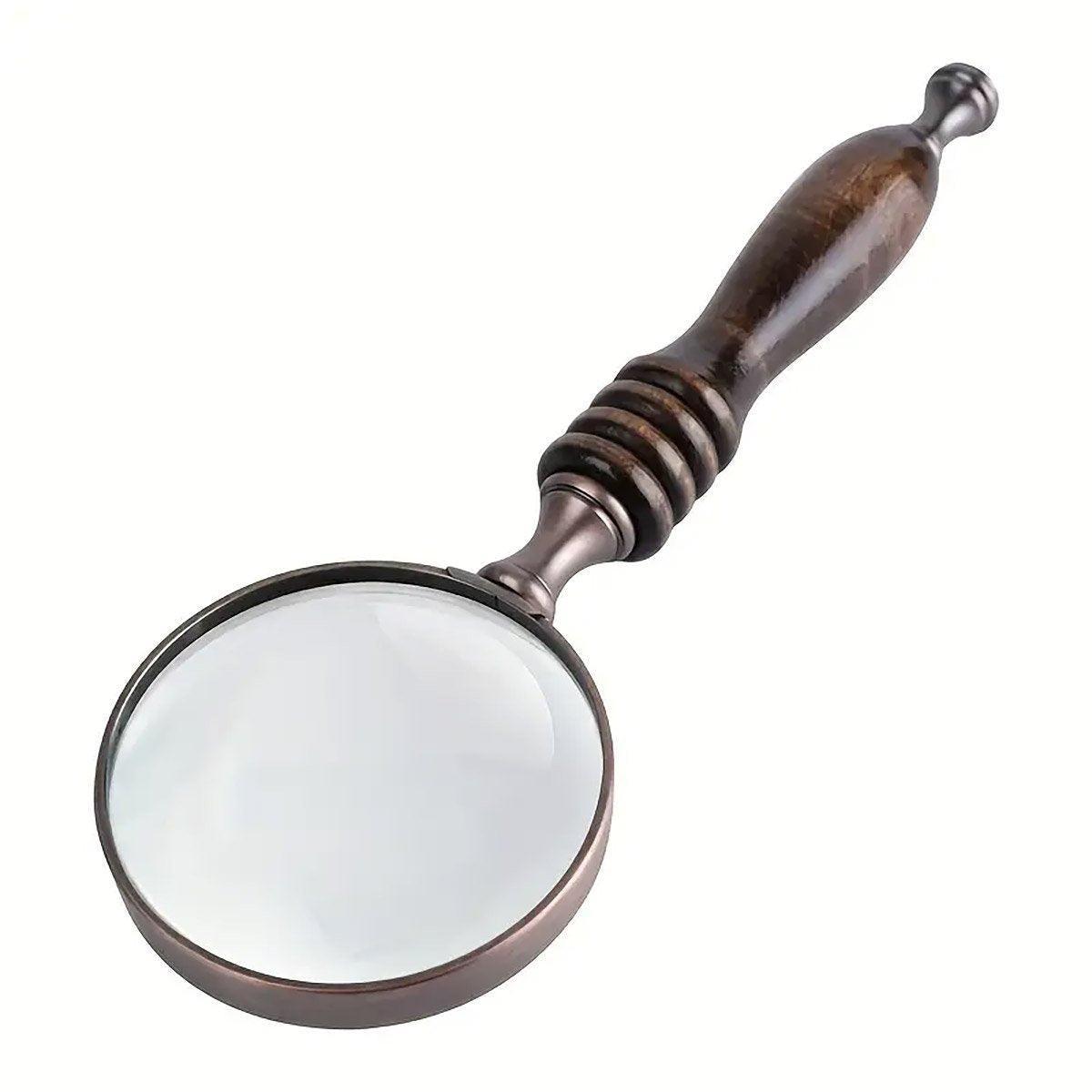 1PCS Vintage Ebony Handle Handheld Metal Magnifier Classical Nostalgic Gift Box