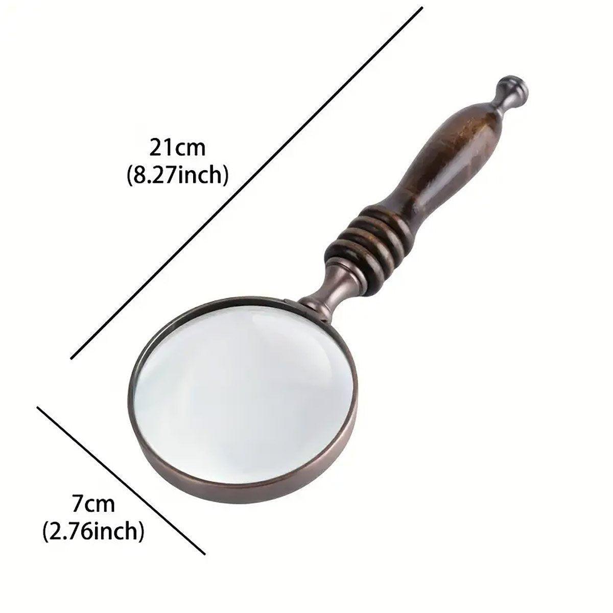 1PCS Vintage Ebony Handle Handheld Metal Magnifier Classical Nostalgic Gift Box