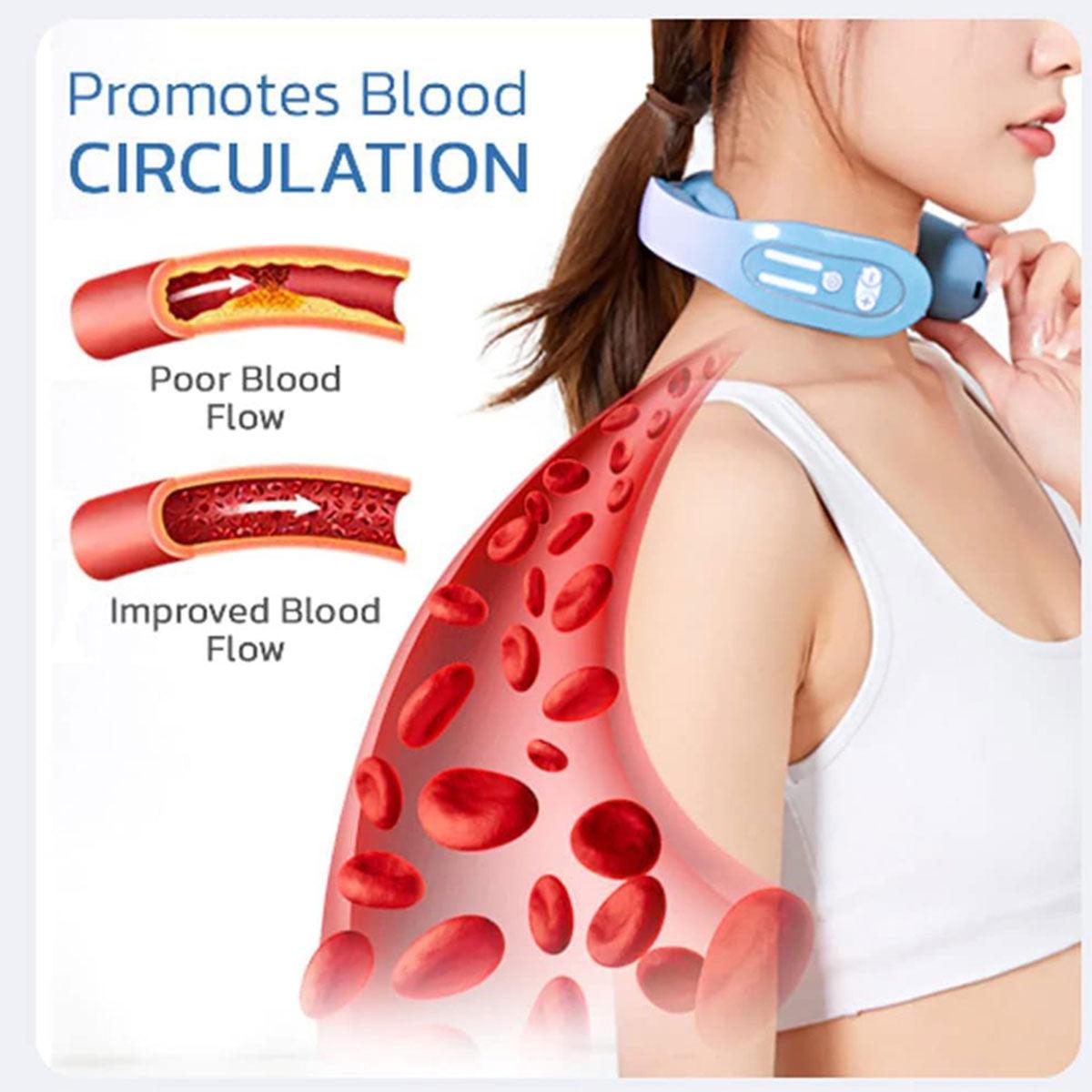 Portable Neck and Shoulder Massager with Heat and Pulse Function - Upgraded Blue