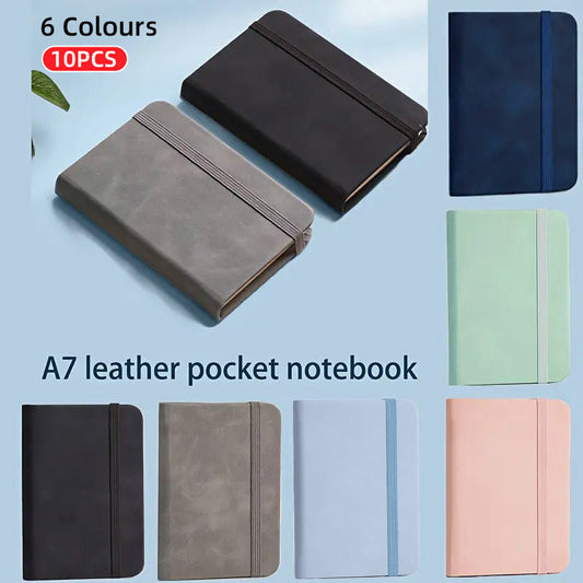 10pcs Mini Pocket Notebook A7 Small Portable Notepad for Office School Use - Light Blue