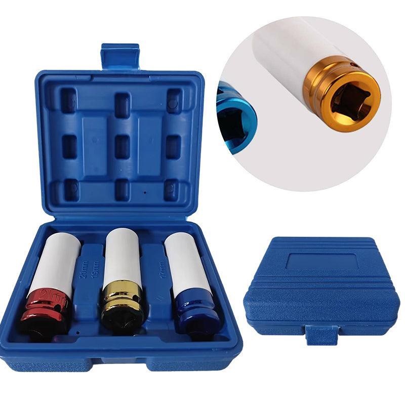 3PCS Deep Impact Nut Socket Set 17mm 19mm 21mm for Alloy Wheels