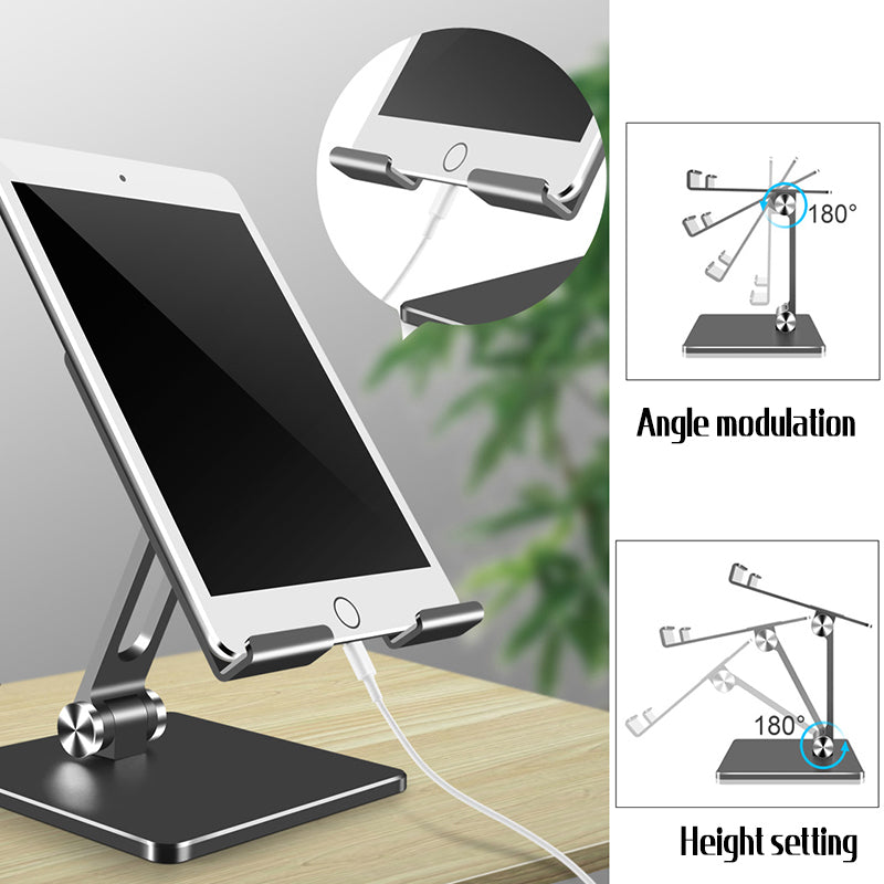 Aluminum Alloy Tablet Phone Holder Desk Stand Bracket Foldable For Ipad Pro 12.9 - Grey