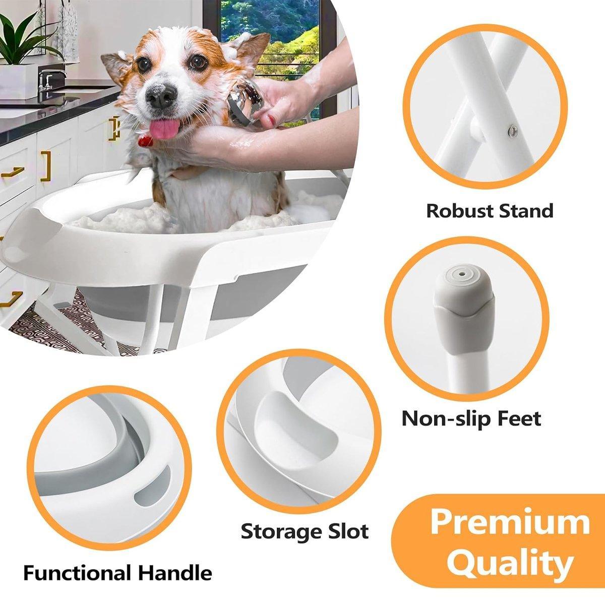 Pet Bath Tub Elevated Stand for Cats and Puppies Portable Bathing Tub for Pets
