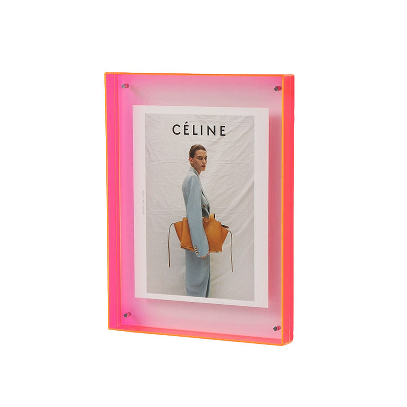 Acrylic Photo Frame Double-Sided Clear Display with Screw Mount – 16x21cm - Orange