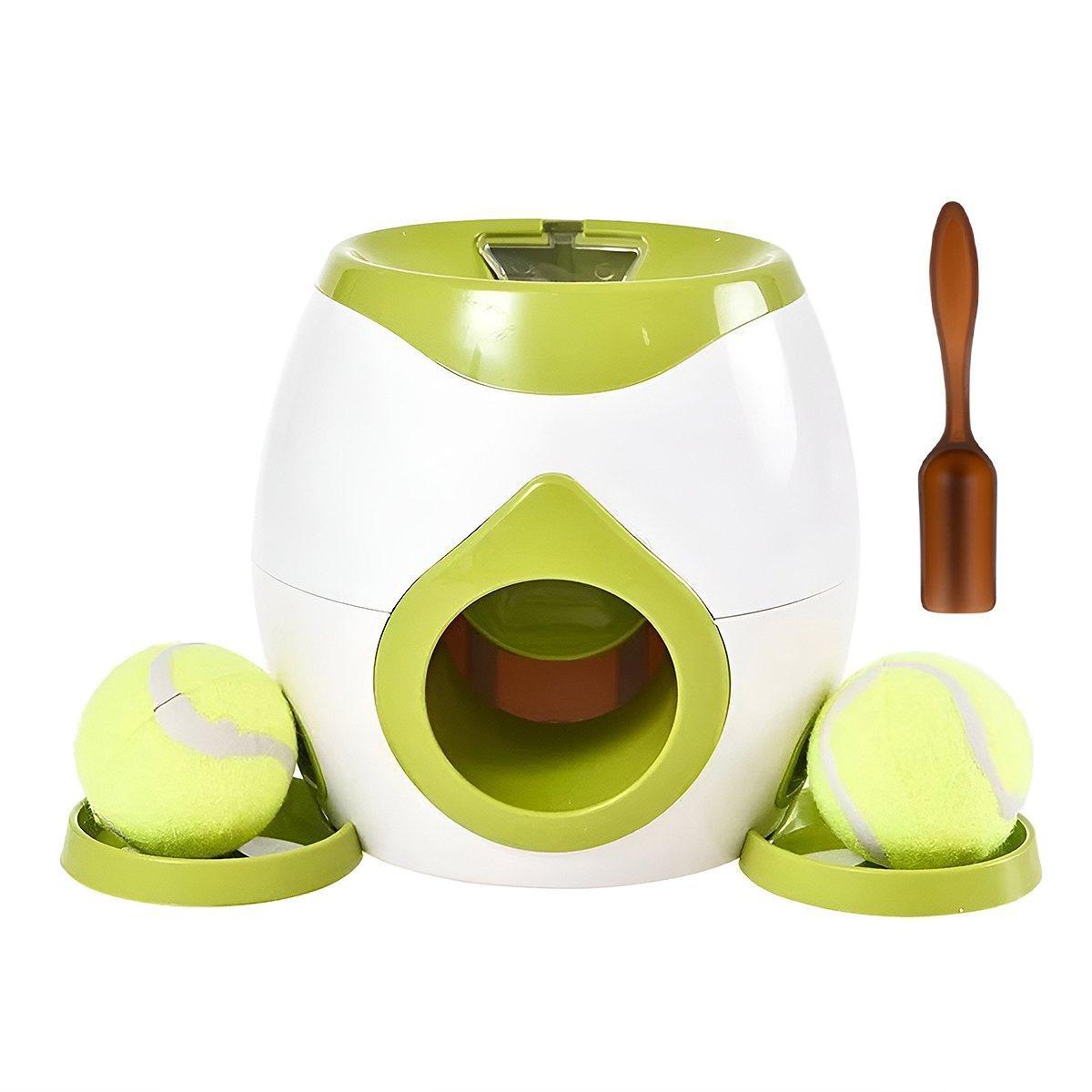 Interactive Dog Toy Tennis Feeder Machine for Training and Treat Rewards - Green