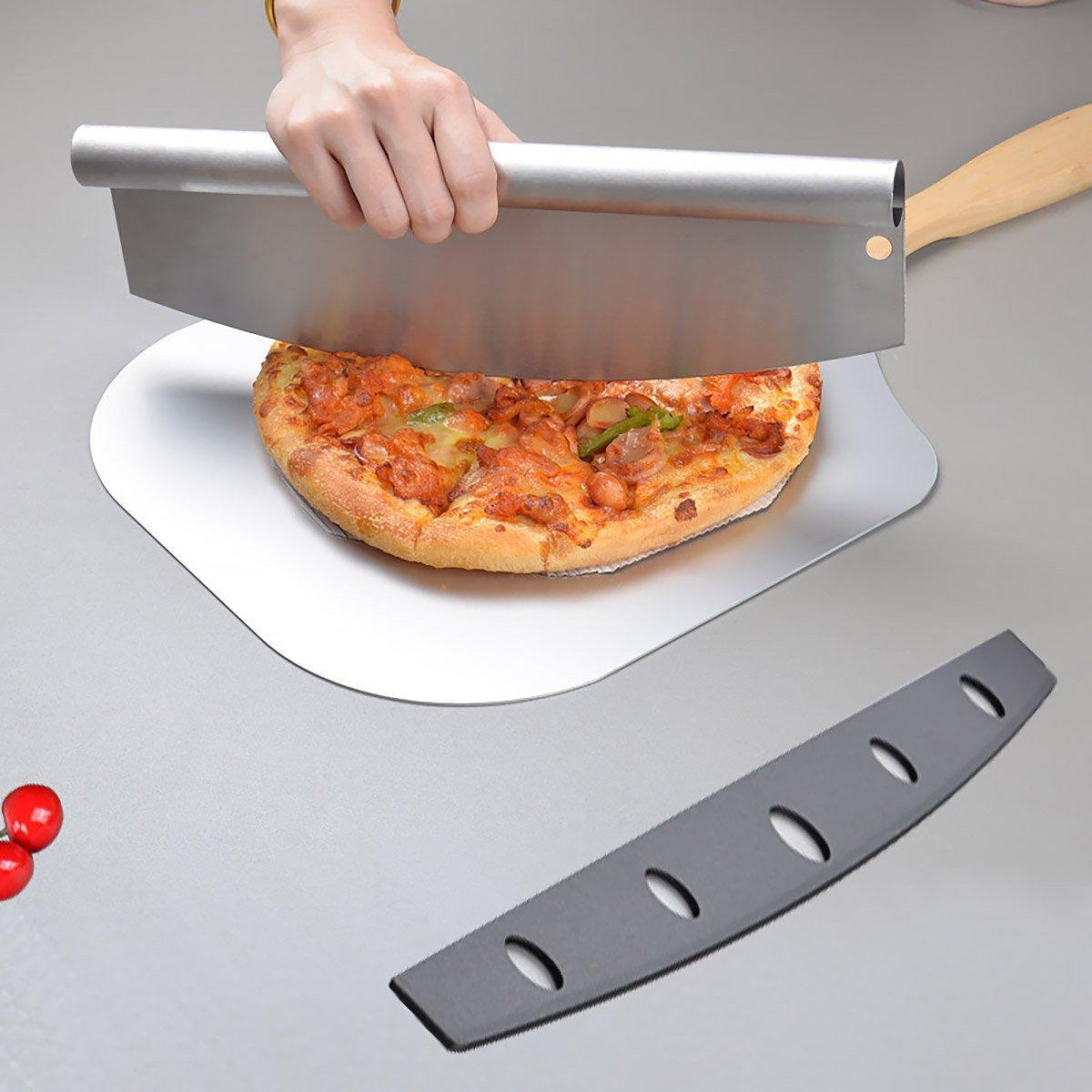 Aluminum Pizza Shovel 12Inch Pizza Transfer Tool with Pizza Cutter and Wheel Set