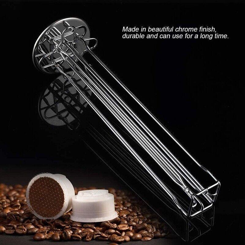 40 Capsules Rotating Coffee Pod Holder Rack for Nespresso Chrome Countertop Stand