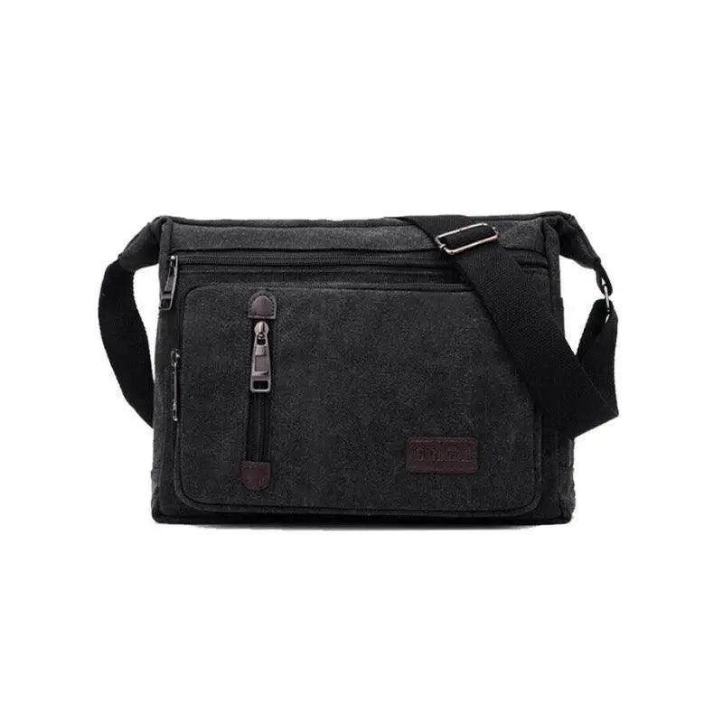 Retro Canvas Messenger Shoulder Bag for Men Travel Crossbody Satchel with Zippers - Coffee
