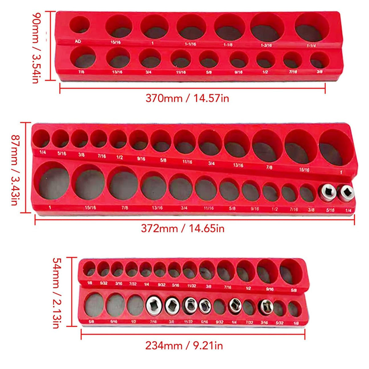 Plastic Socket Storage Rack Tool Organizer for Metric and Imperial Sockets
