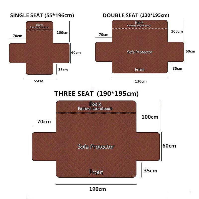 130X195cm Seater Pet Sofa Protector Cover Quilted Couch Covers Lounge Slipcover - Grey