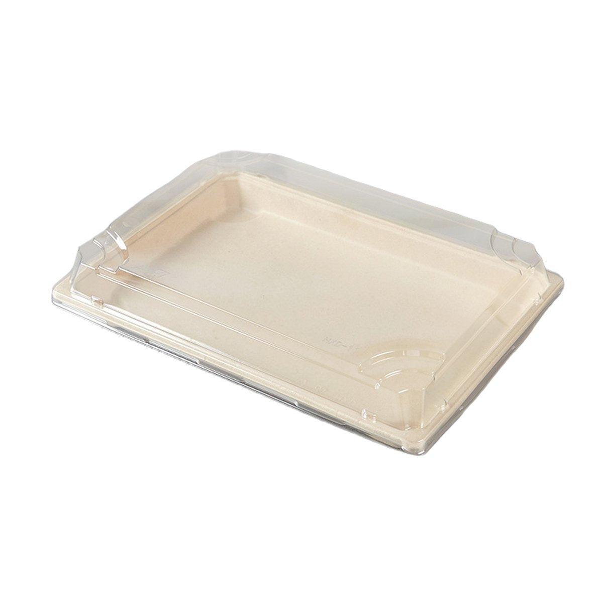 50pcs Eco-Friendly Sushi Box Rectangular Biodegradable Lunch Packaging Plate - 22 cm x 13.9 cm x 4.5 cm