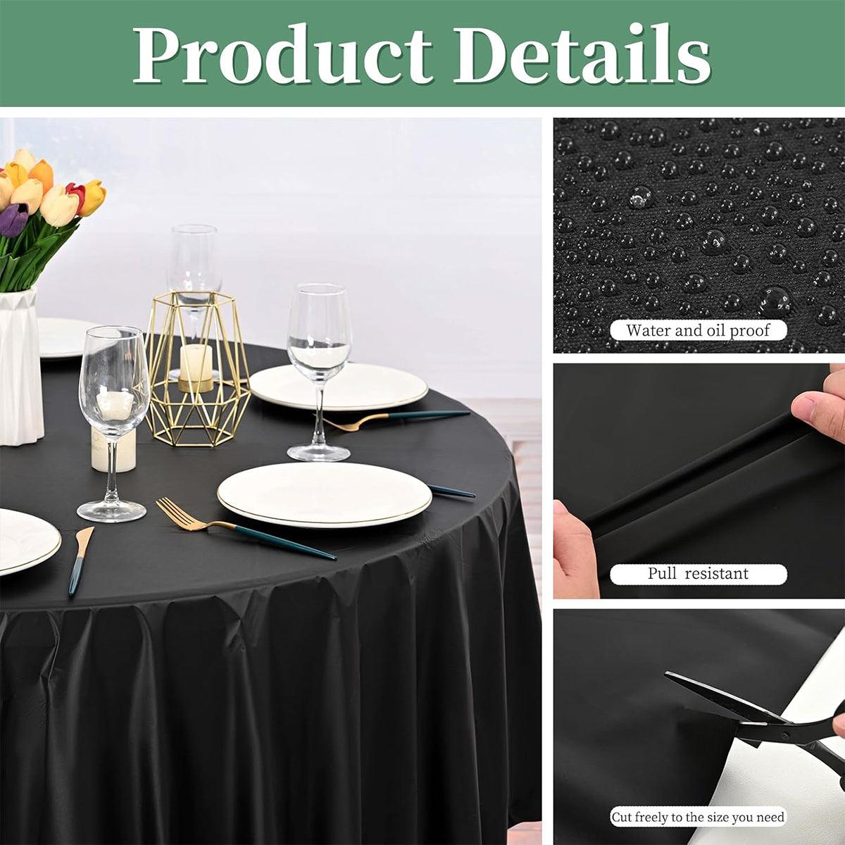 10pcs Round Tablecloth Solid Color Waterproof PEVA Table Cover 213cm Diameter - Red