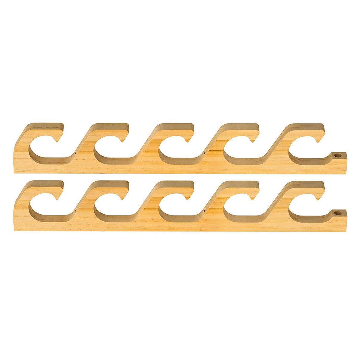 1Pair Bamboo Fishing Rod Holder Wall Mounted Wooden Storage Rack Stand Organizer