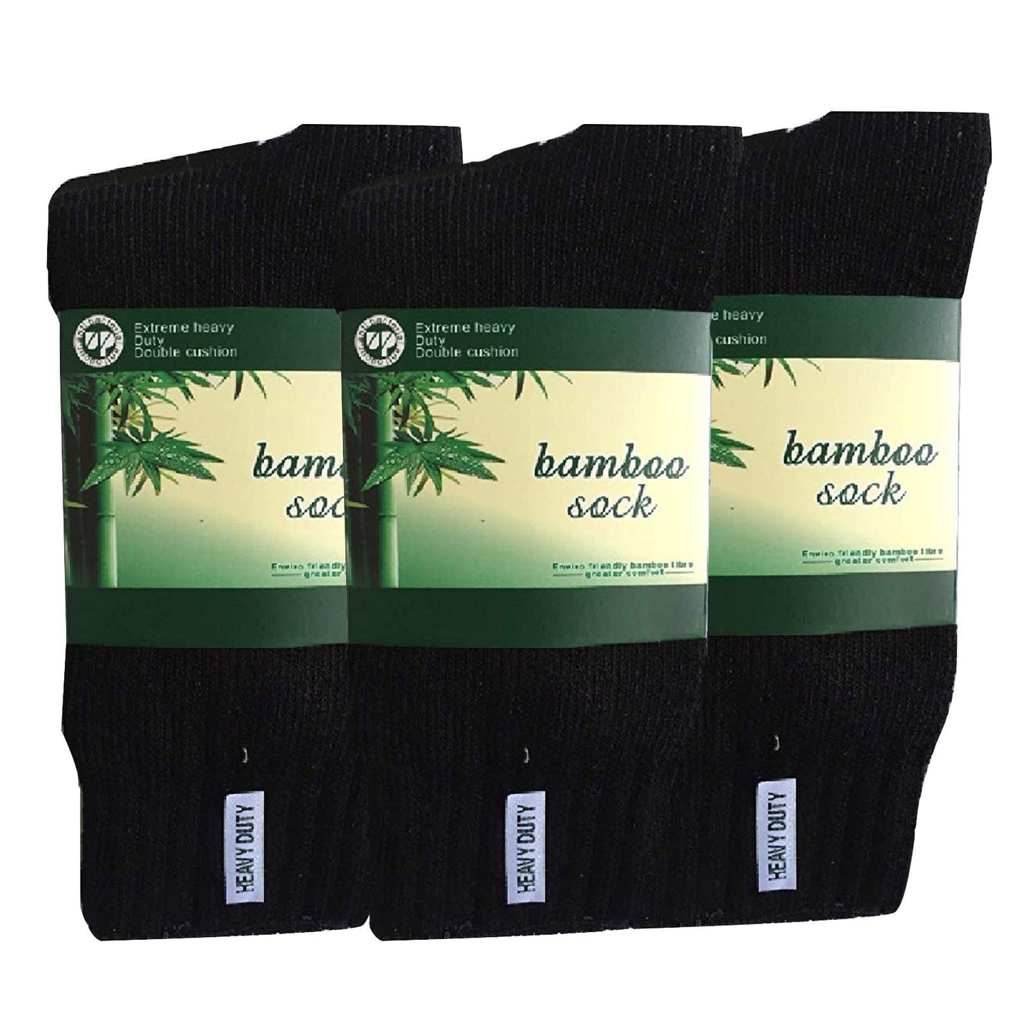 3 Pairs BAMBOO SOCKS Mens Heavy Duty Premium Thick Work Socks Cushion BULK - Black - 6-11