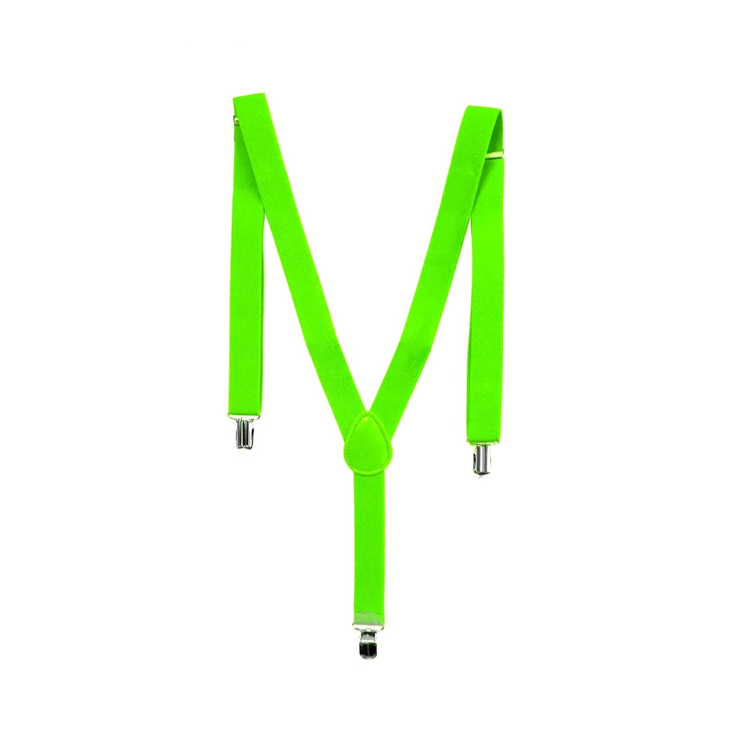 3x Mens Suspenders Braces Adjustable Strong Clip On Elastic Formal Wedding Slim - Fluro Green