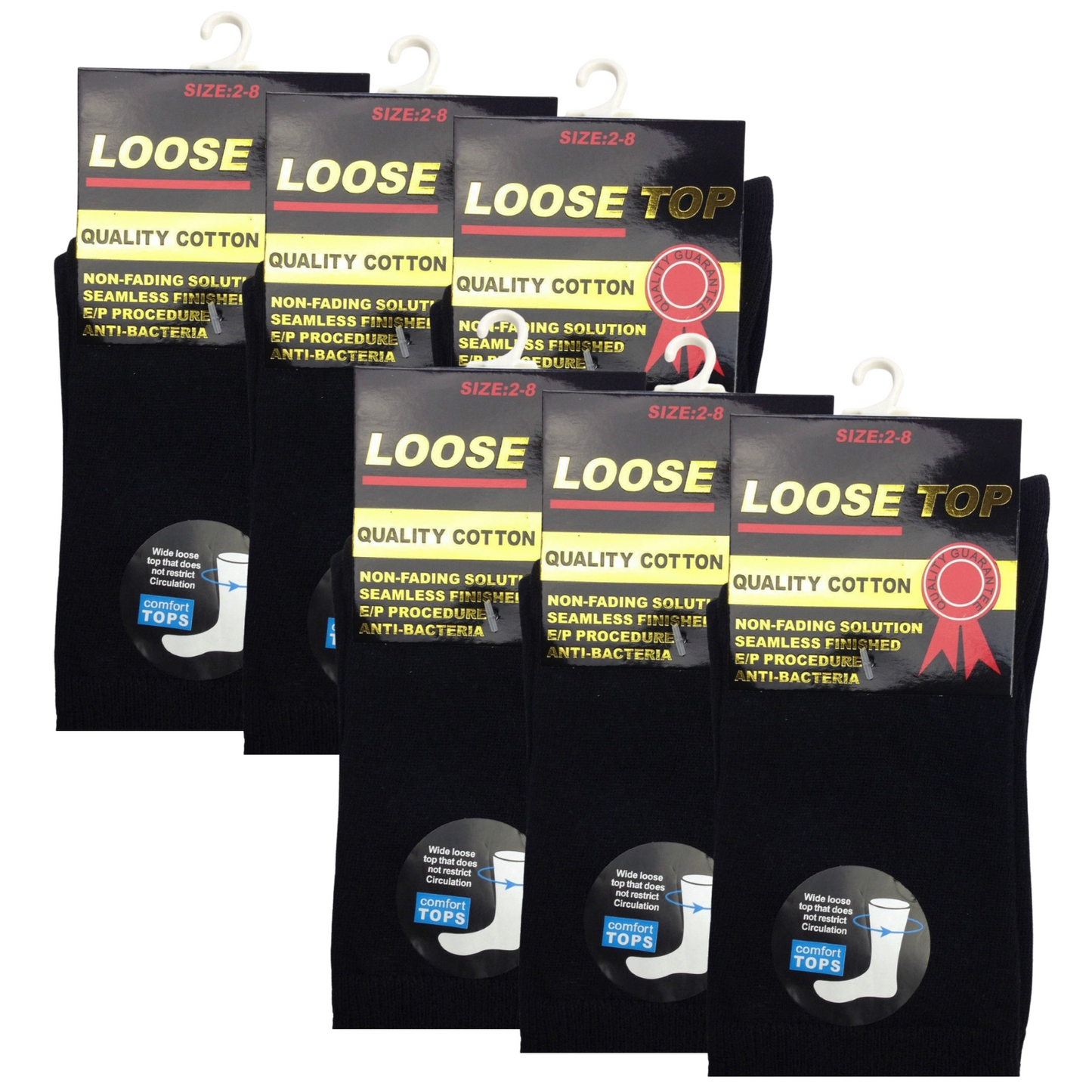 6x Pair COTTON Rich LOOSE TOP SOCKS Dress Medical Circulation Diabetic Comfort - -