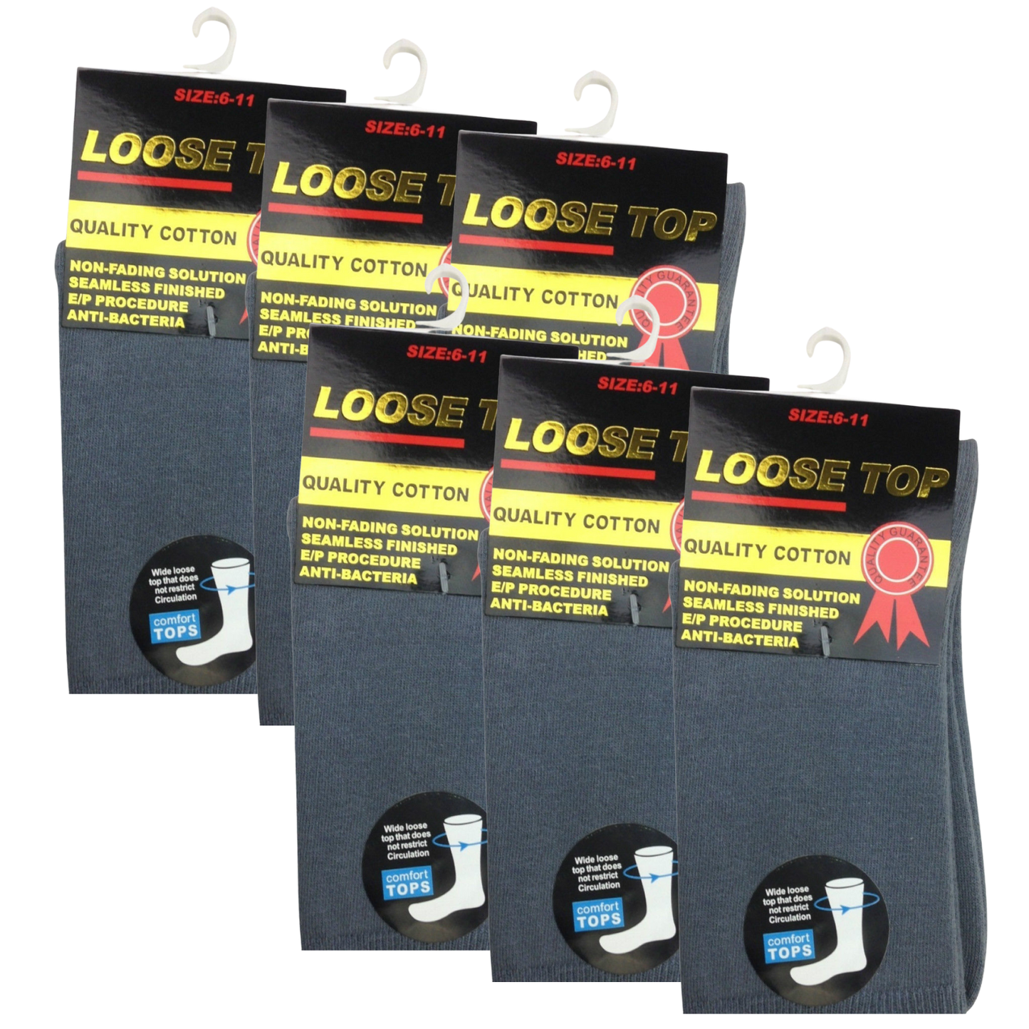 6x Pair COTTON Rich LOOSE TOP SOCKS Dress Medical Circulation Diabetic Comfort - -