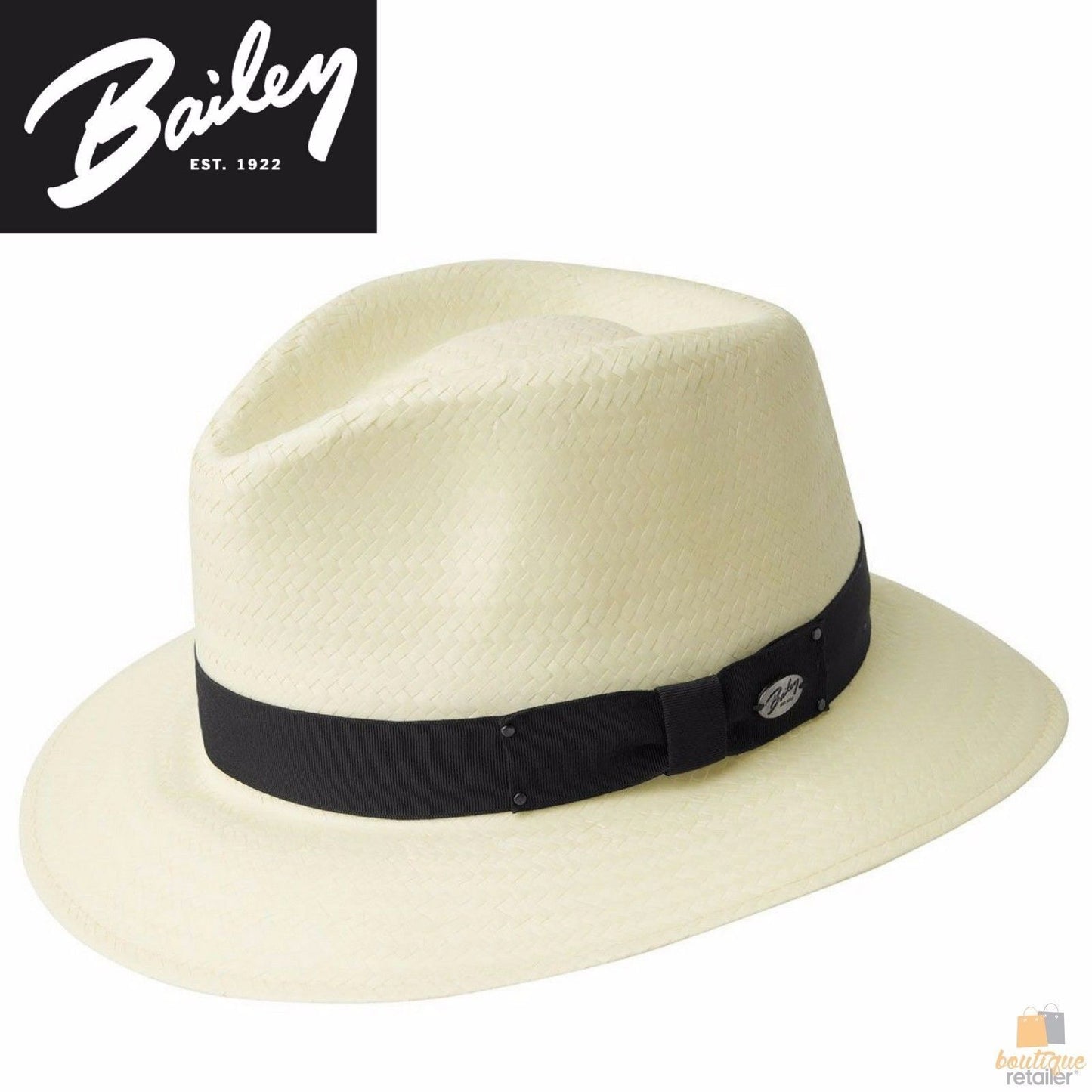 BAILEY Spencer Lite Straw Hat Summer Sun MADE IN USA Trilby Fedora in Natural - L