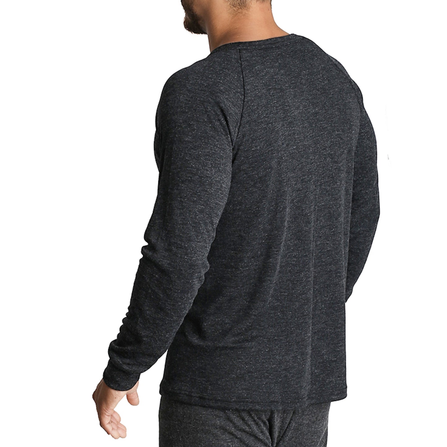 Mens Merino Wool Blend Long Sleeve Thermal Top Underwear Thermals Base Layer - Black - 4XL