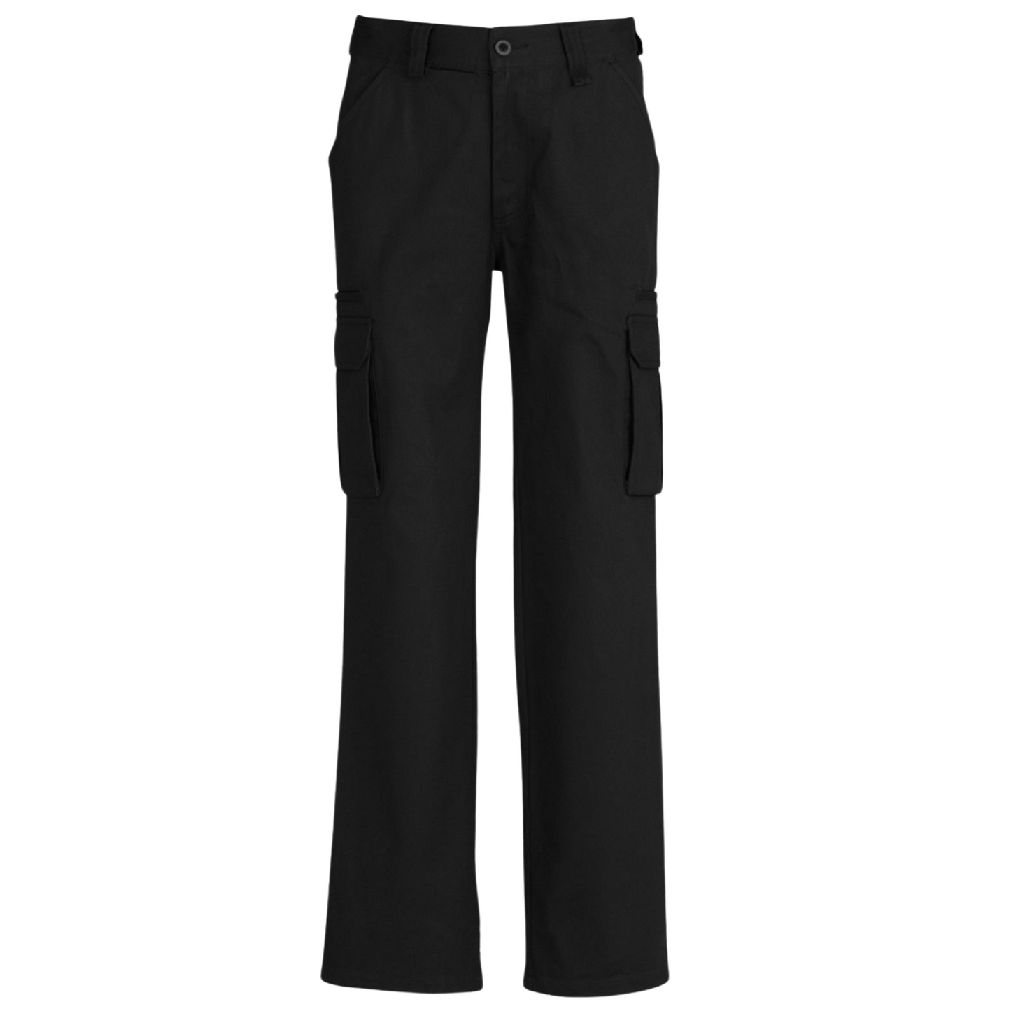 Mens CARGO PANTS Work Wear Trousers 100% COTTON Tradie Pockets Military 310gsm - Black - 127""