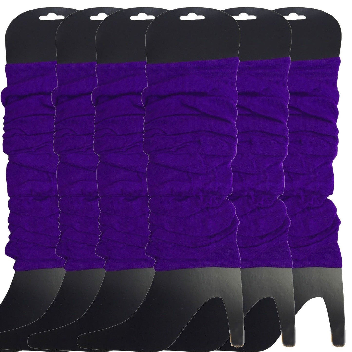 6x LEG WARMERS Knitted Womens Neon Party Knit Ankle Fluro Dance Costume 80s BULK - Purple