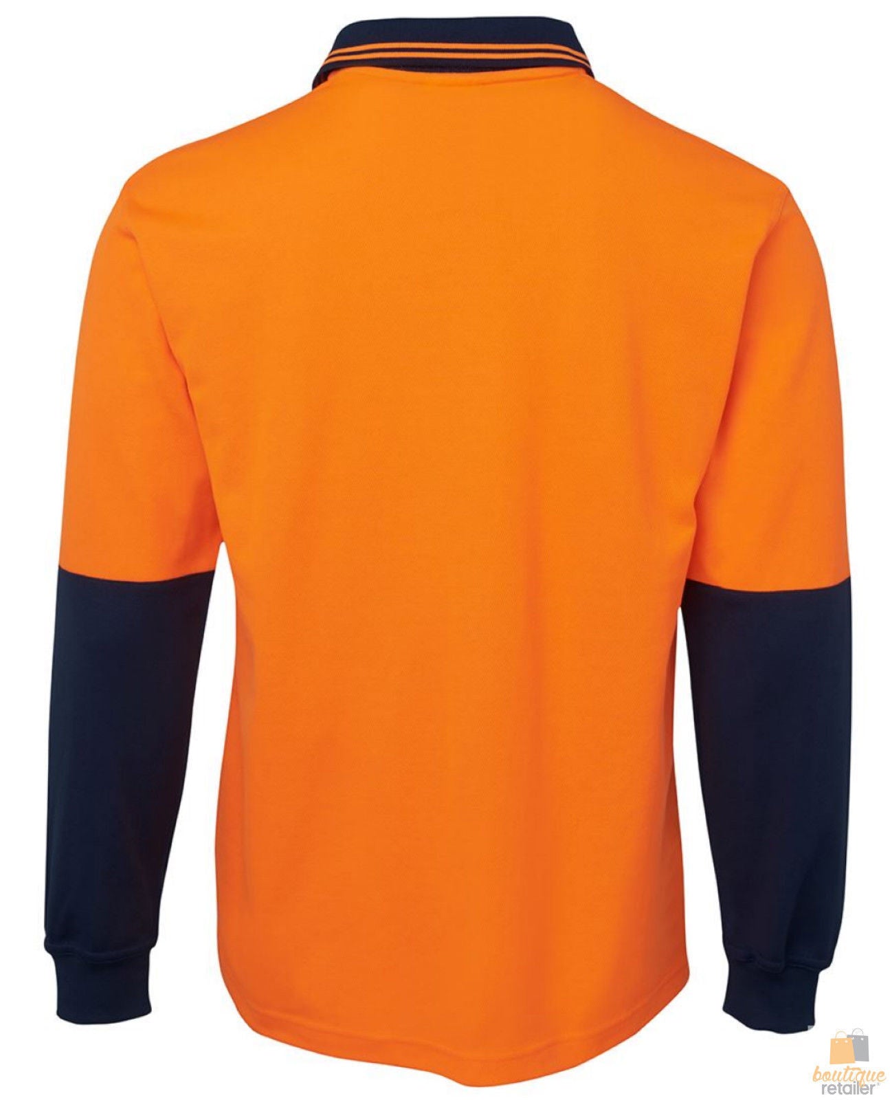 HI VIS LONG SLEEVE POLO SHIRT Top Safety Workwear Fluro Breathable Dry WB - Orange - M