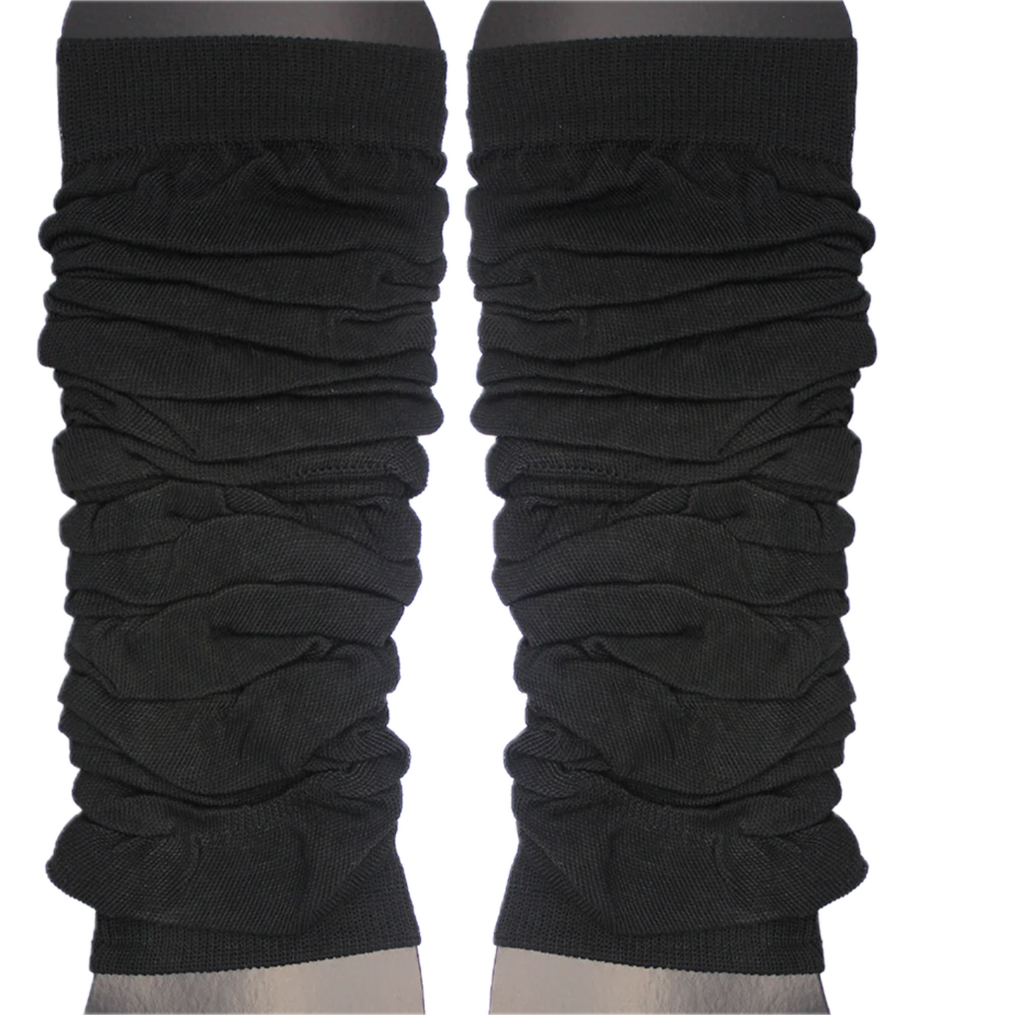 LEG WARMERS Knitted Womens Neon Party Knit Ankle Fluro Dance Costume 80s Pair - Black