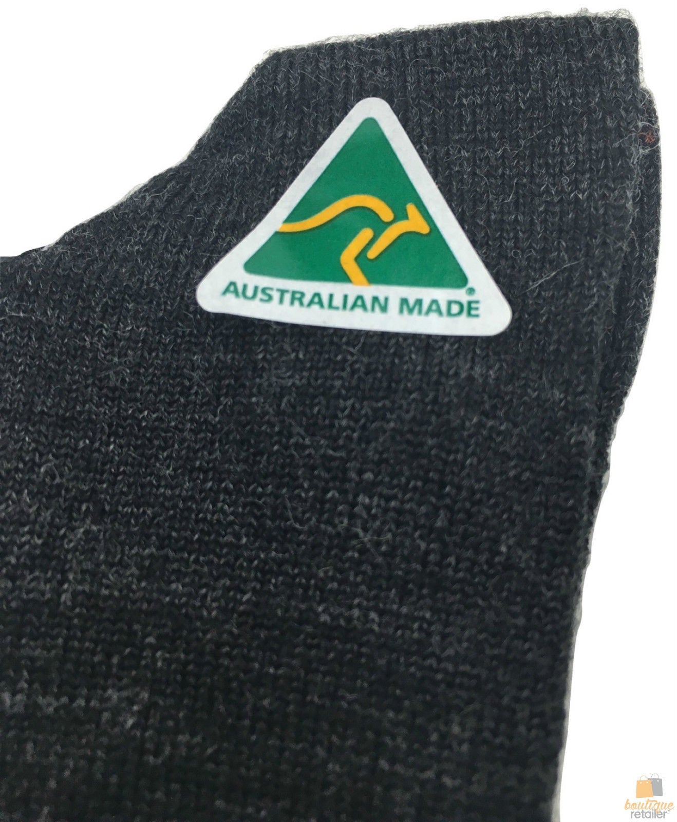 AUSTRALIAN MADE Wool Loose Top Socks Wide Top Comfort High Quality Tough Toe - Charcoal - 6-10