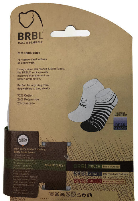2pk BRBL Baloo Ankle Socks Low Cut MADE IN ITALY - Dark Grey/Mid Grey - L