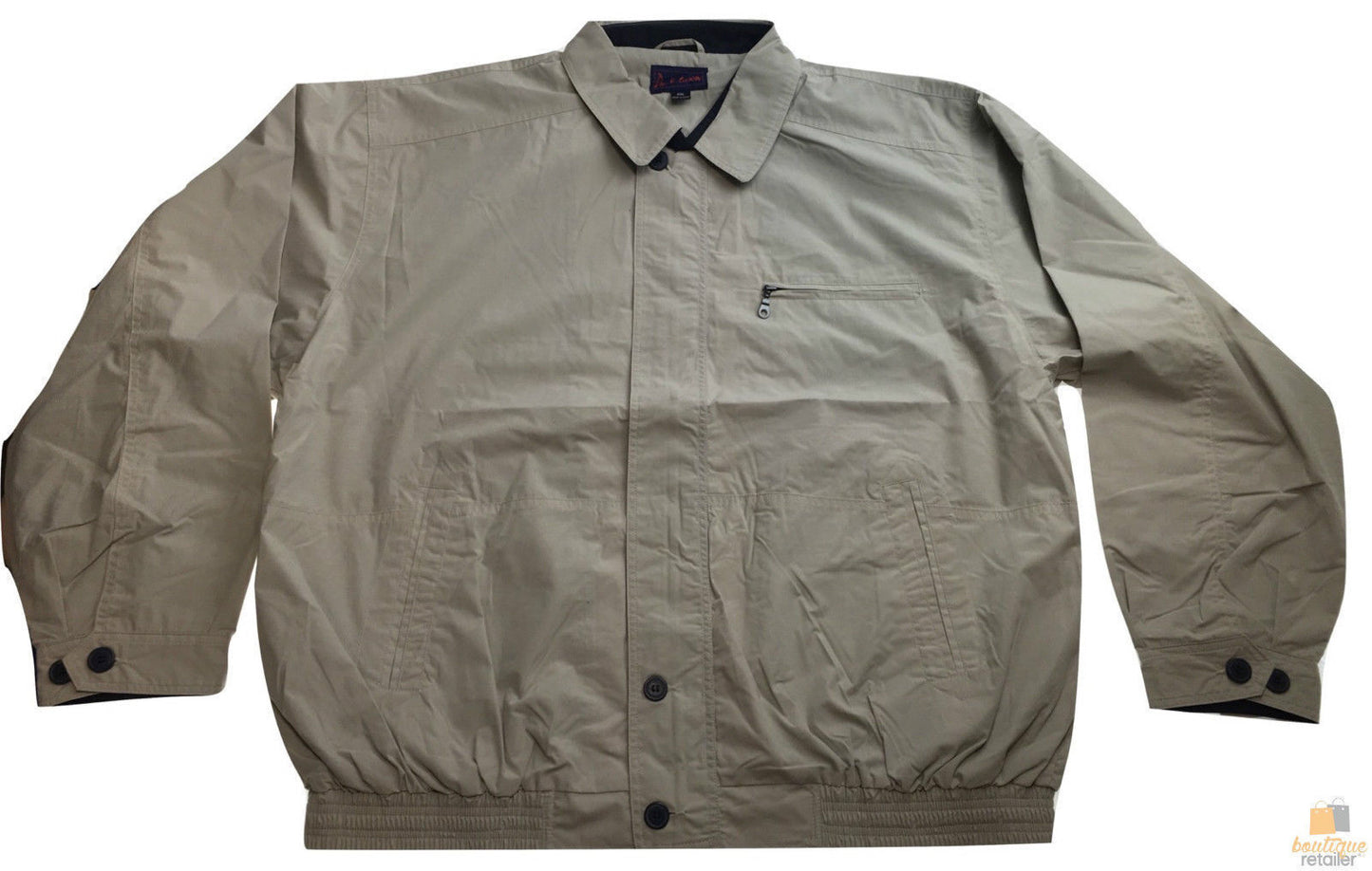 Mens Plus Size Jacket Big & Tall Blazer Zip Up Coat Bomber Military Style - Oyster - 5XL