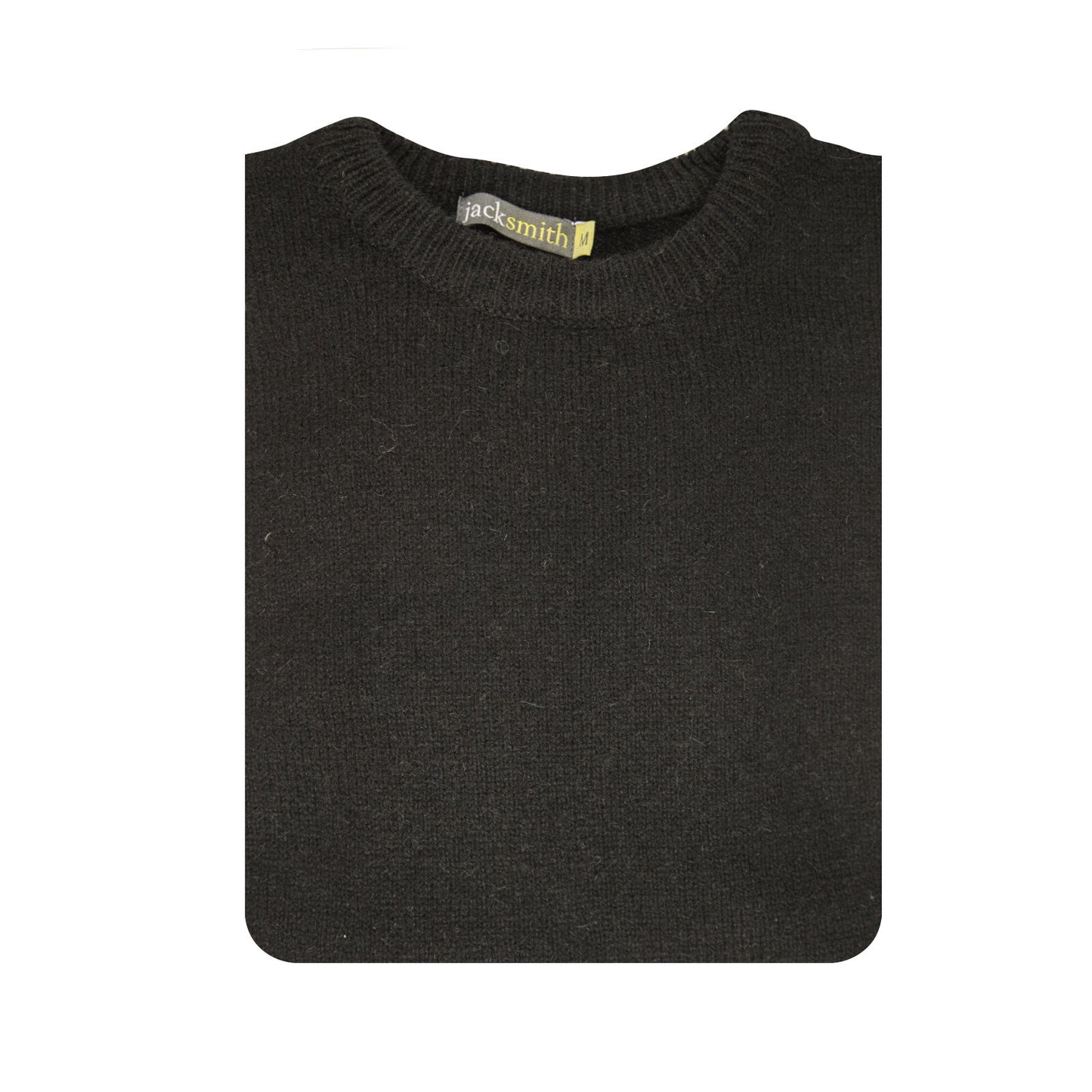 100% SHETLAND RAGG WOOL CREW Round Neck Knit JUMPER Pullover Mens Sweater Knitted - Plain Black - XXL