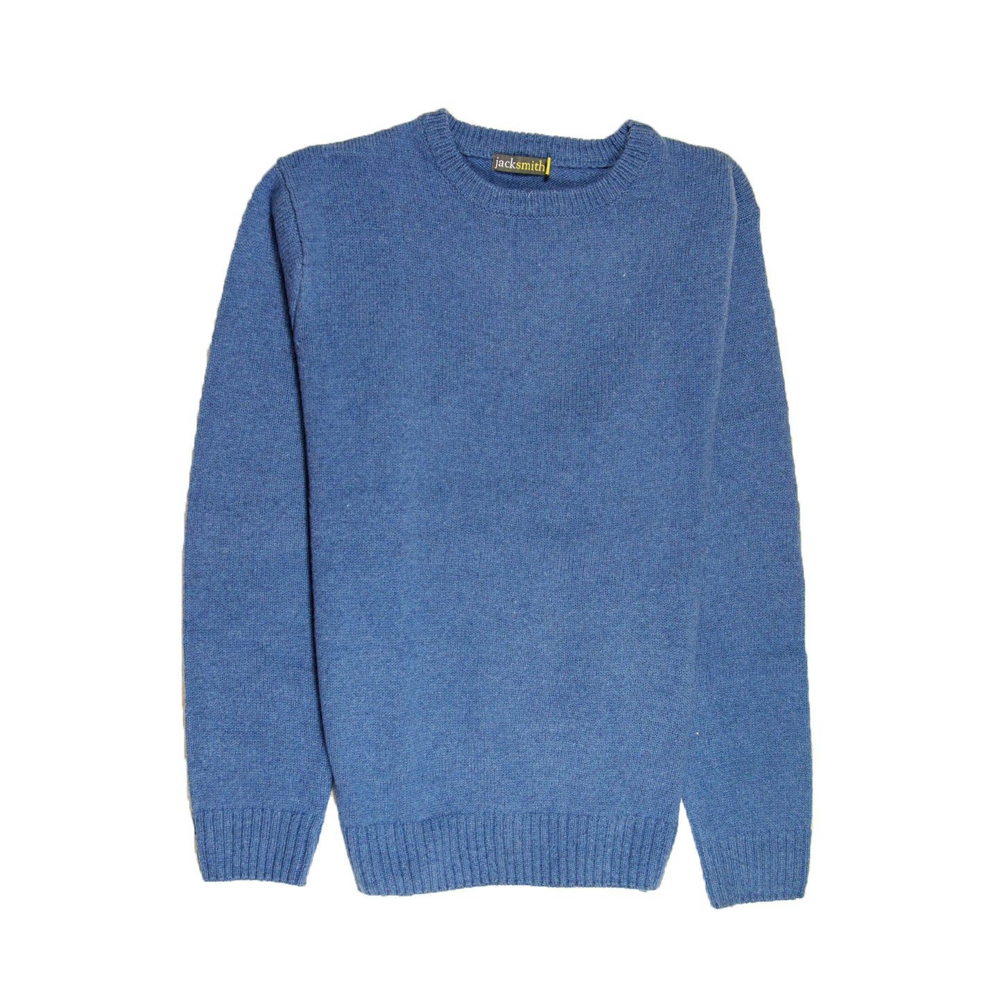 100% SHETLAND RAGG WOOL CREW Round Neck Knit JUMPER Pullover Mens Sweater Knitted - Sky - 5XL