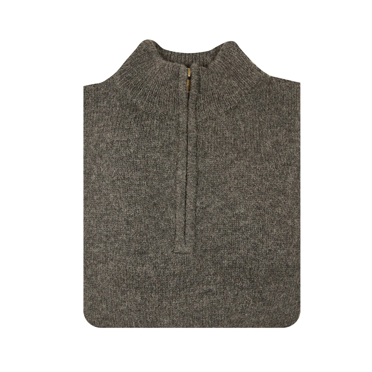 100% SHETLAND RAGG WOOL Half Zip Up Knit JUMPER Pullover Mens Sweater Knitted - Charcoal - XL