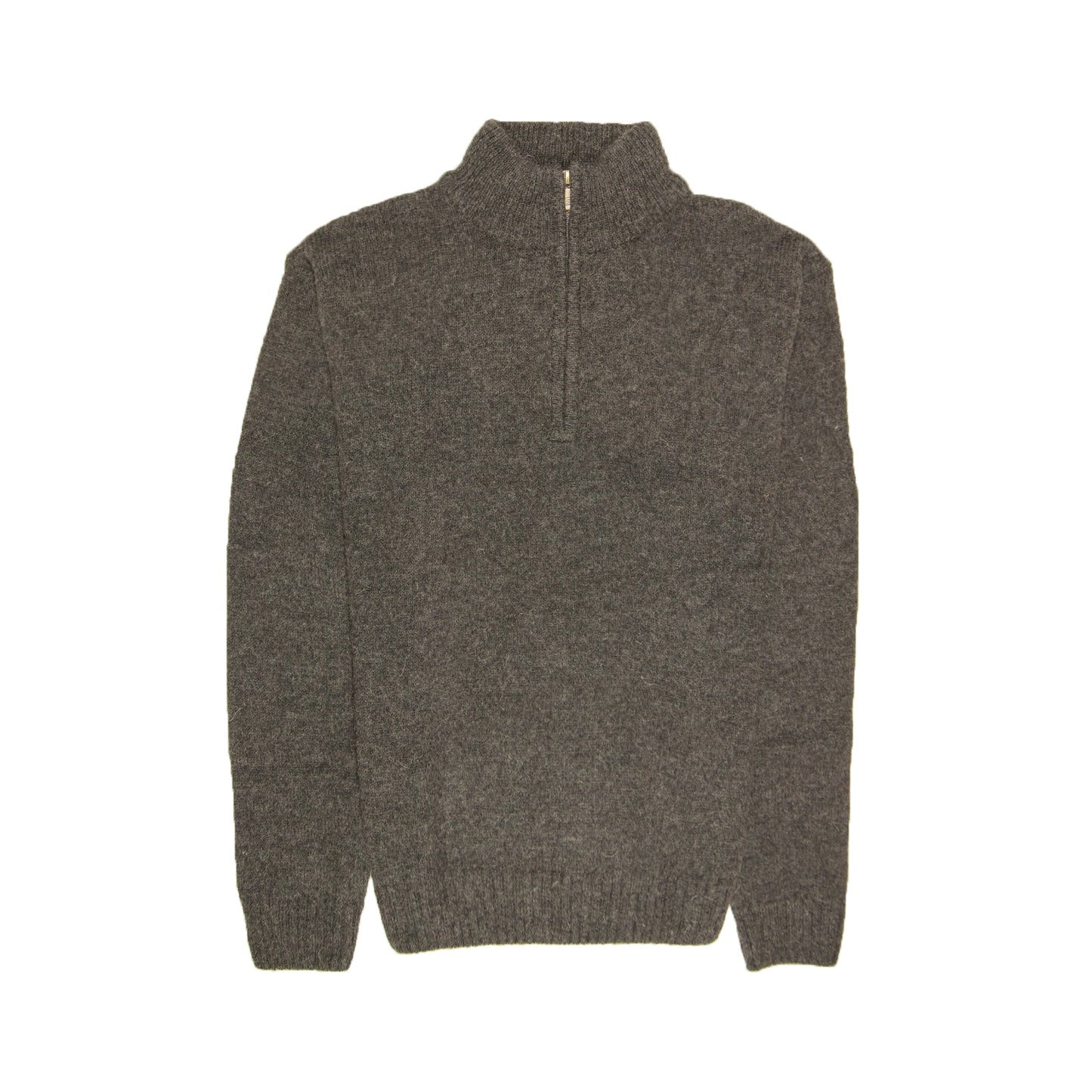 100% SHETLAND RAGG WOOL Half Zip Up Knit JUMPER Pullover Mens Sweater Knitted - Charcoal - XL