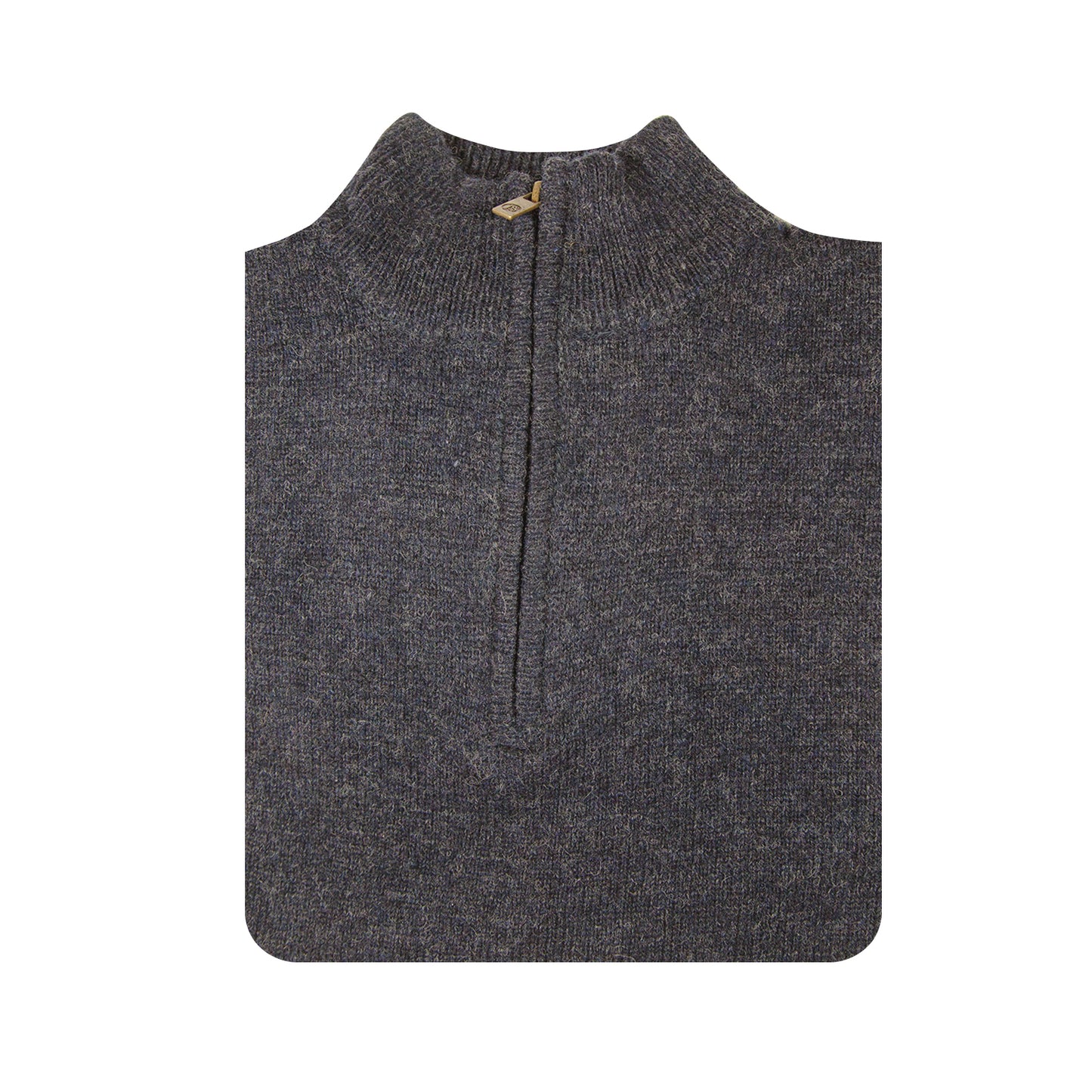 100% SHETLAND RAGG WOOL Half Zip Up Knit JUMPER Pullover Mens Sweater Knitted - Denim Blue (45) - 3XL - 5XL