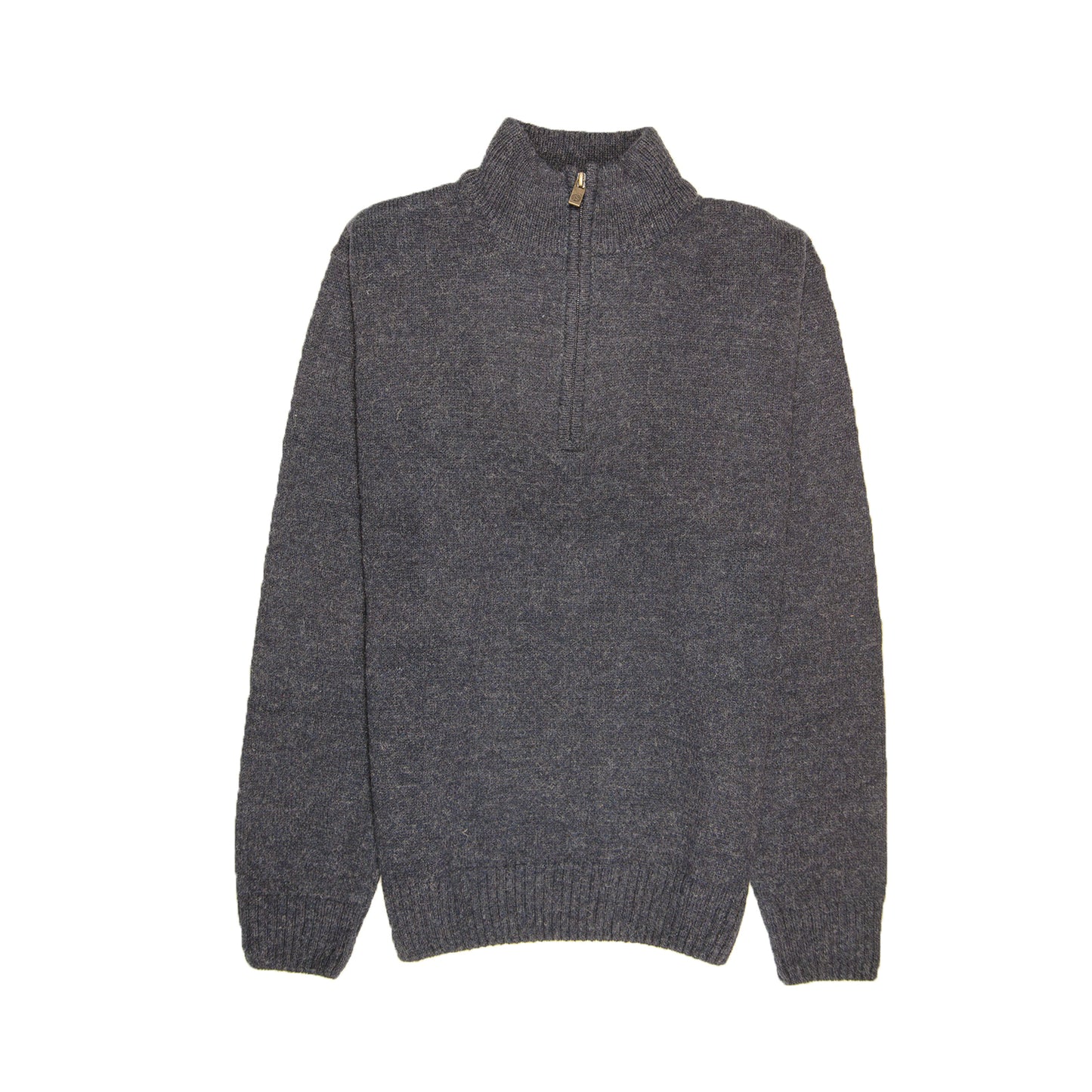 100% SHETLAND RAGG WOOL Half Zip Up Knit JUMPER Pullover Mens Sweater Knitted - Denim Blue (45) - 3XL - XL
