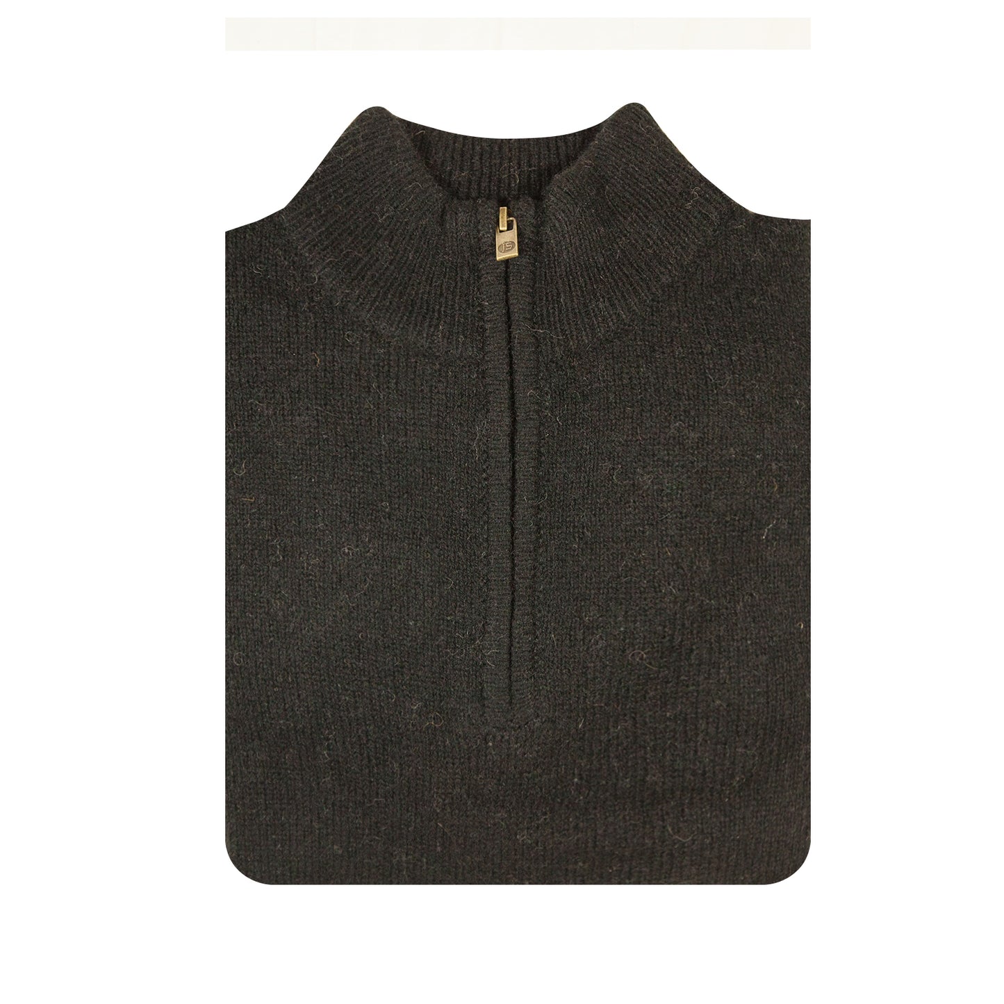 100% SHETLAND RAGG WOOL Half Zip Up Knit JUMPER Pullover Mens Sweater Knitted - Plain Black - M