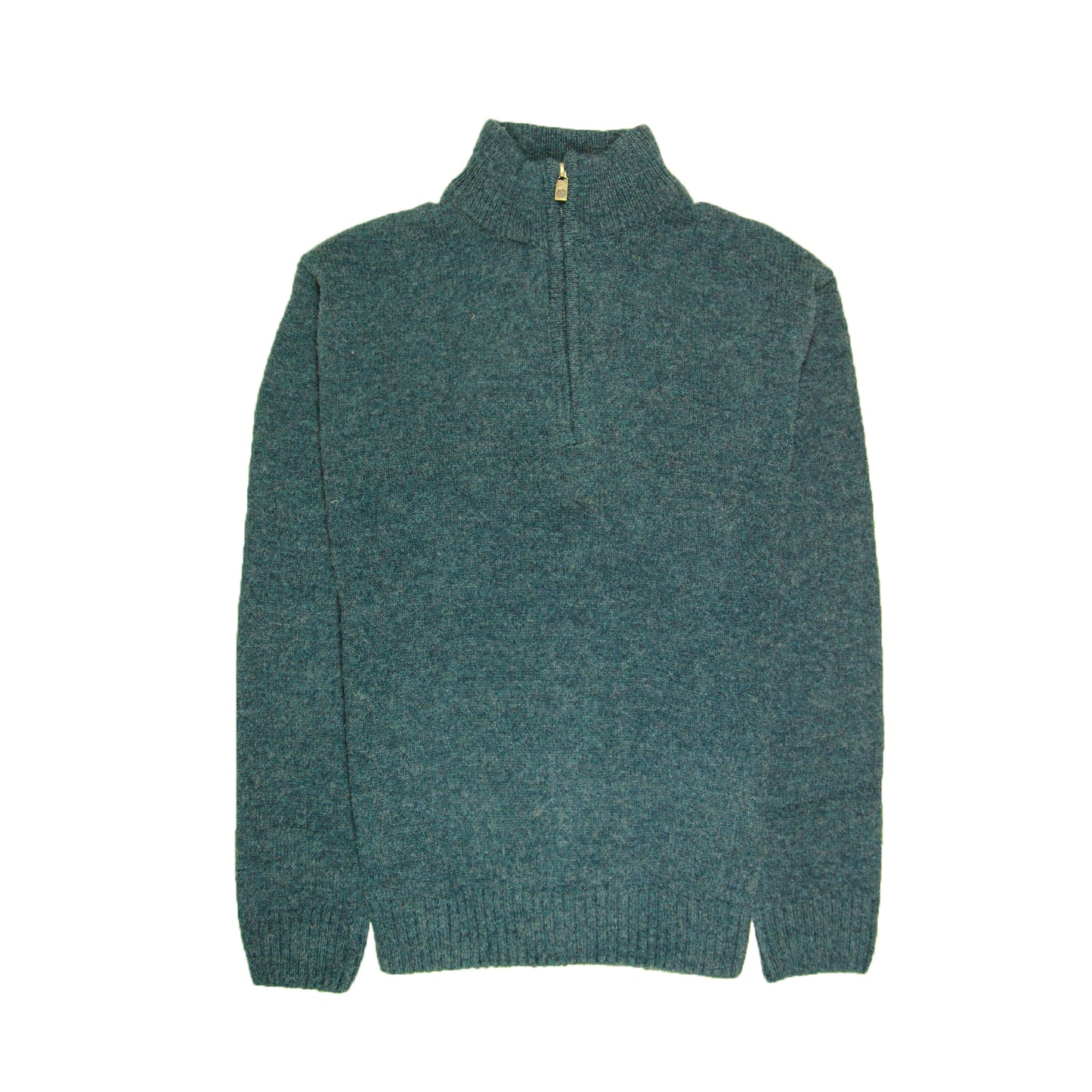 100% SHETLAND RAGG WOOL Half Zip Up Knit JUMPER Pullover Mens Sweater Knitted - Sherwood - XXL