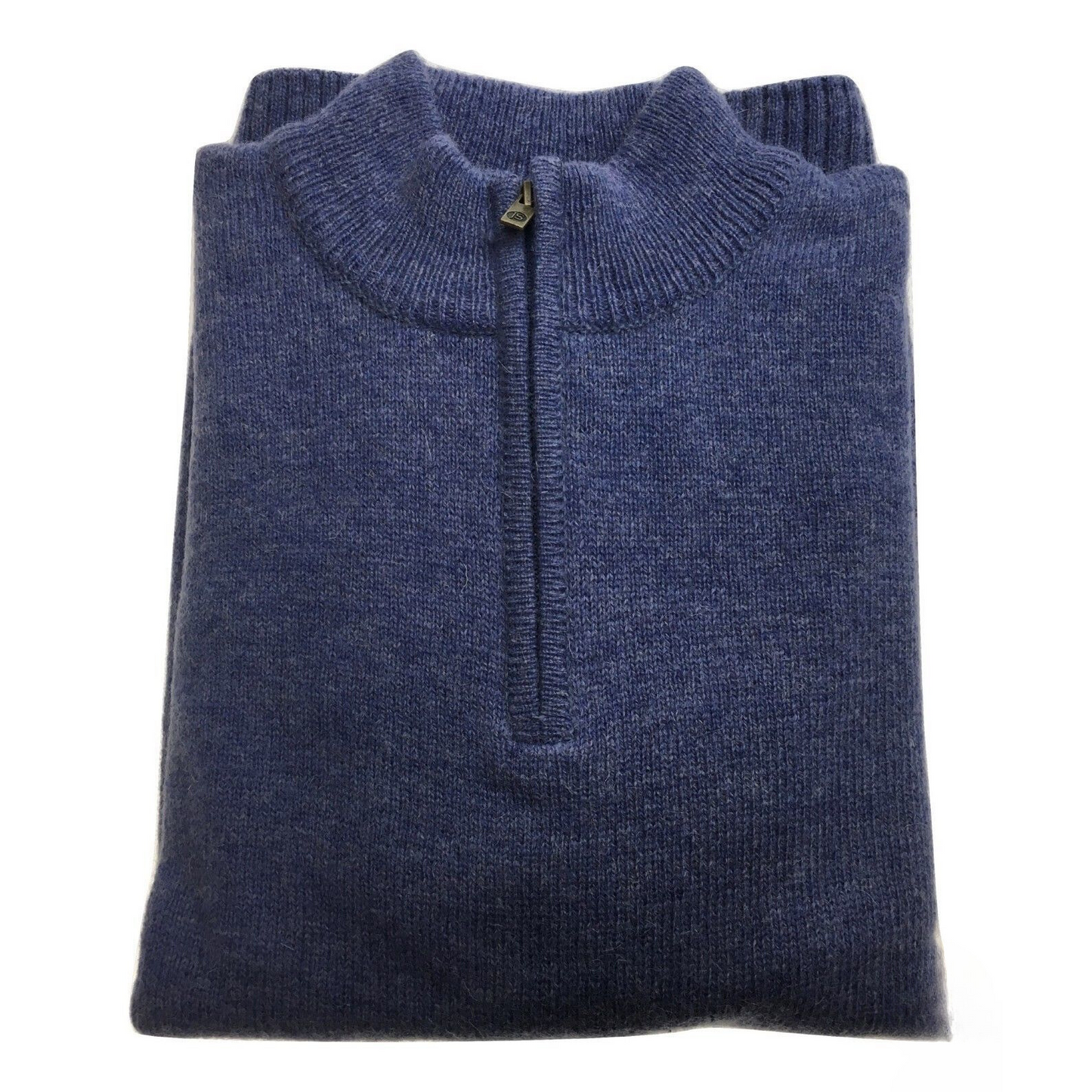 100% SHETLAND RAGG WOOL Half Zip Up Knit JUMPER Pullover Mens Sweater Knitted - Sky (40) - L - L