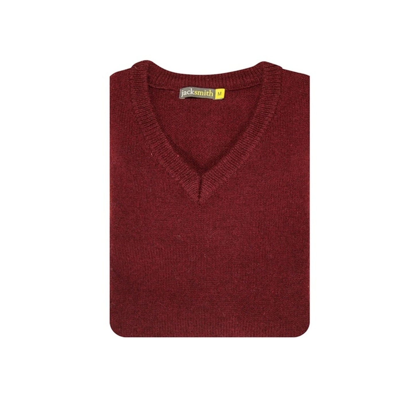100% Shetland Ragg Wool V Neck Knit Jumper Pullover Mens Sweater Knitted - Burgundy - 3XL