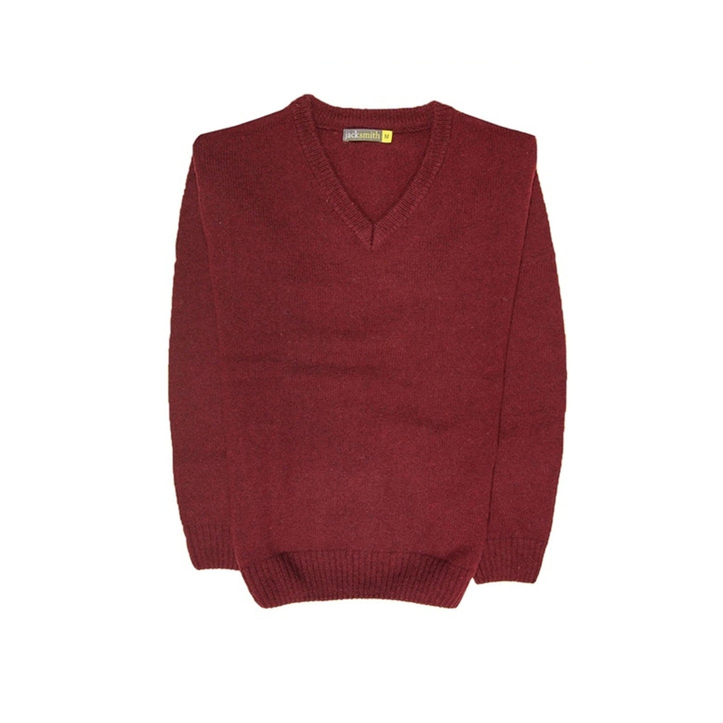 100% Shetland Ragg Wool V Neck Knit Jumper Pullover Mens Sweater Knitted - Burgundy - 3XL