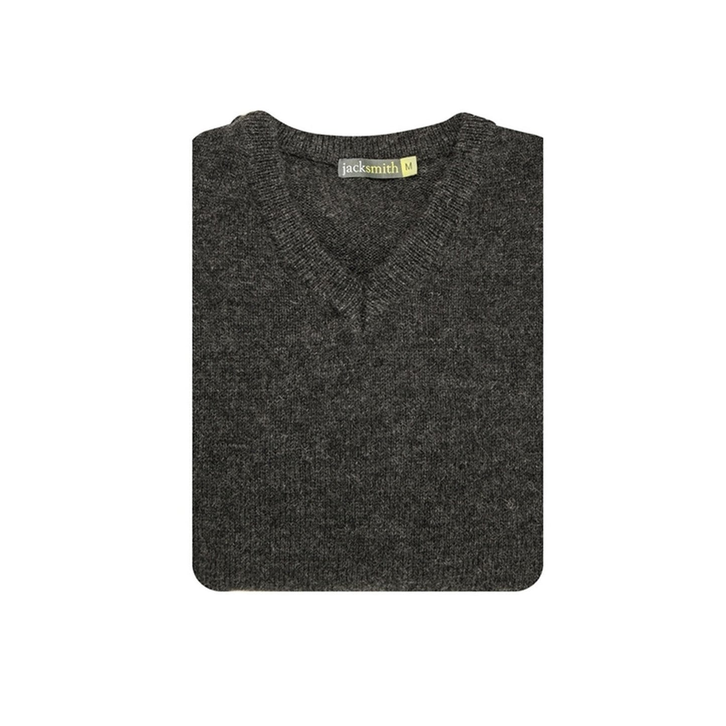 100% Shetland Ragg Wool V Neck Knit Jumper Pullover Mens Sweater Knitted - Charcoal - 6XL