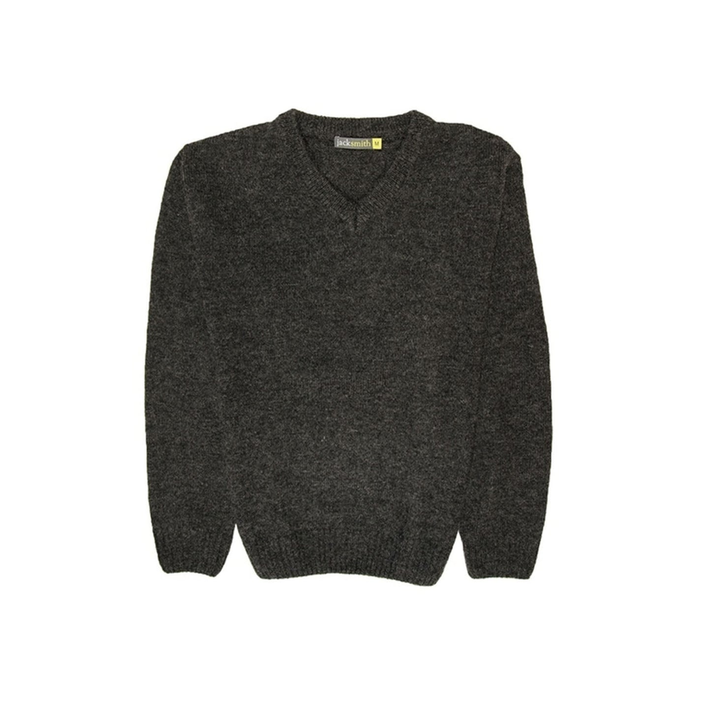 100% Shetland Ragg Wool V Neck Knit Jumper Pullover Mens Sweater Knitted - Charcoal - 6XL