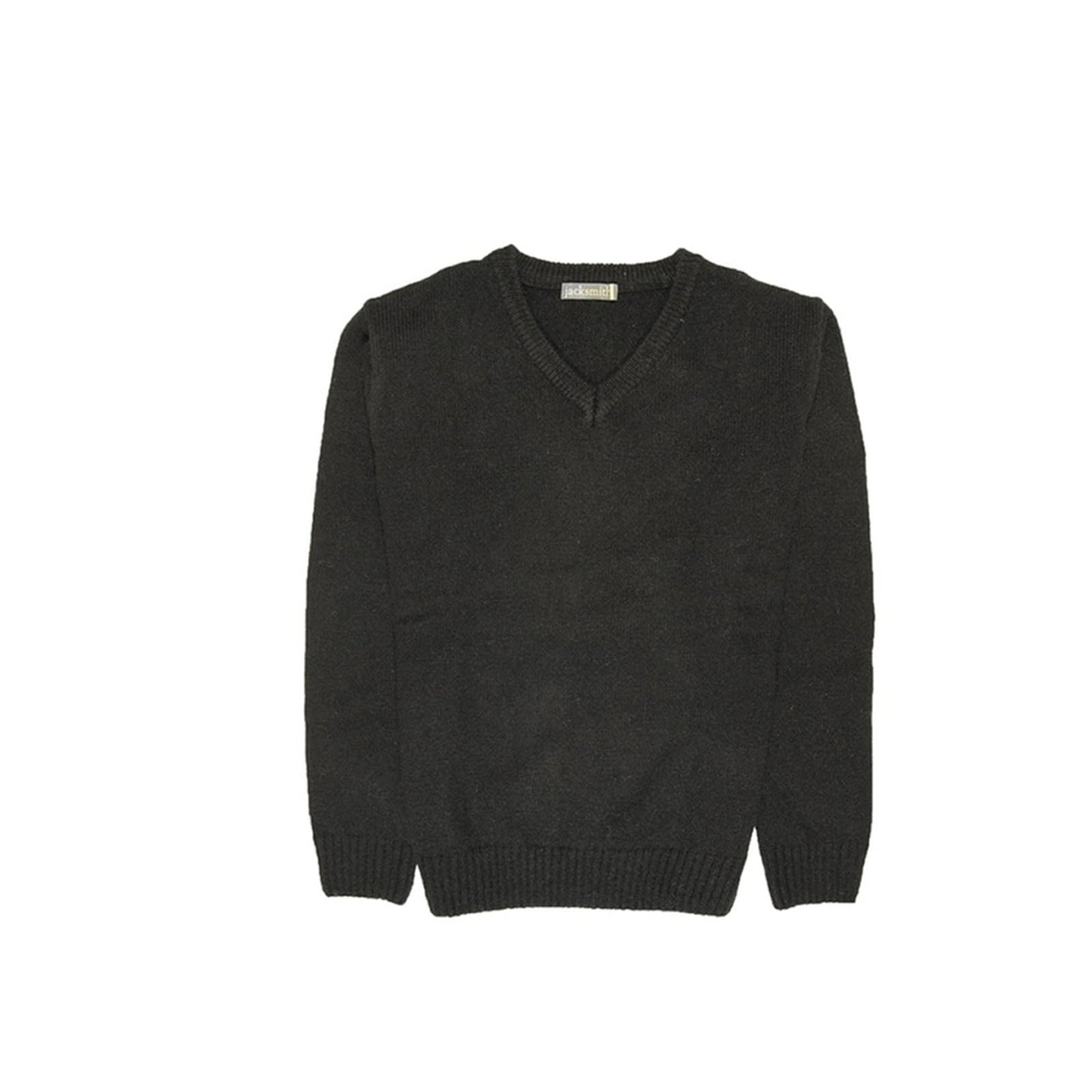 100% Shetland Ragg Wool V Neck Knit Jumper Pullover Mens Sweater Knitted - Plain Black - 3XL